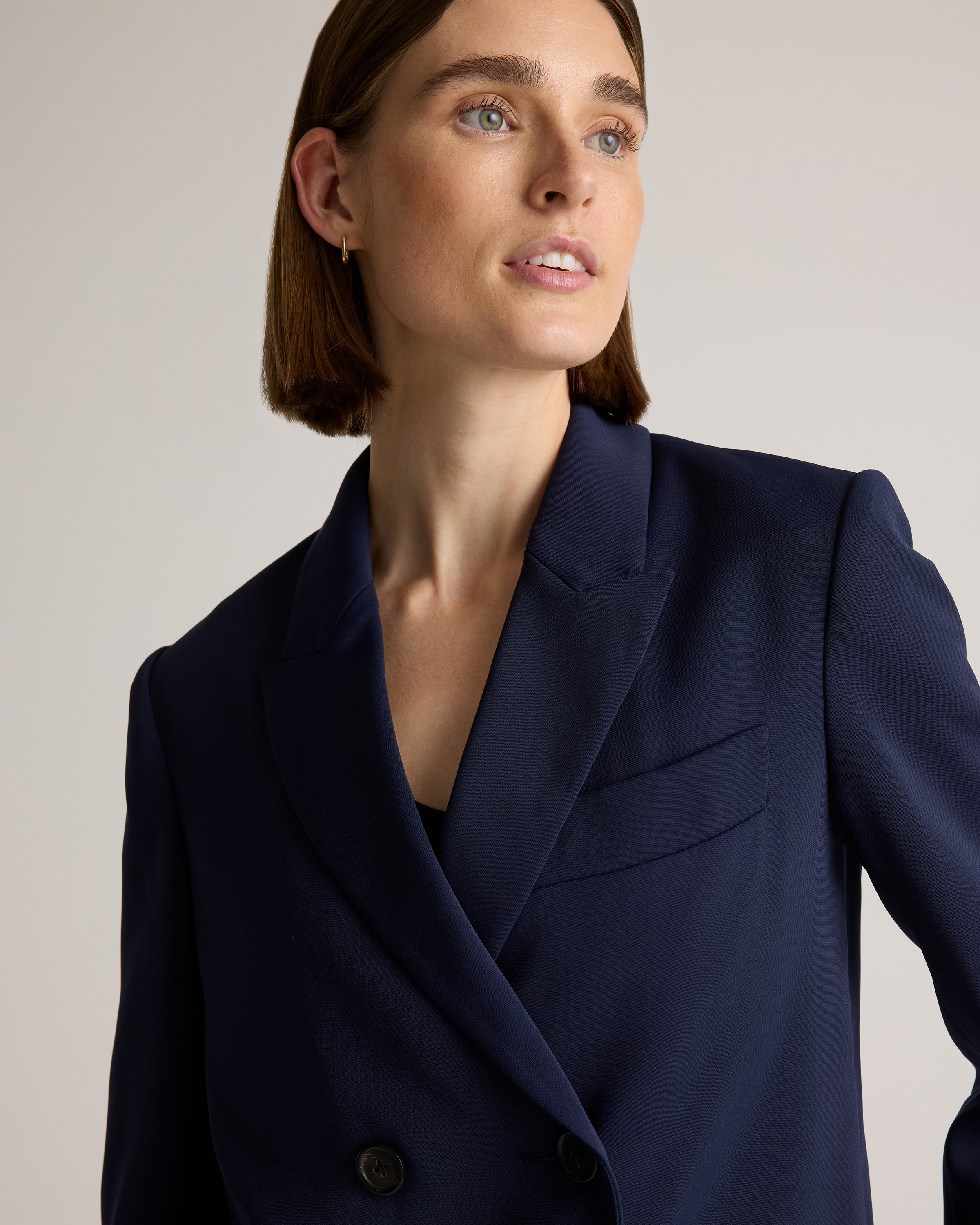 Stretch Crepe Relaxed Double-Breasted Blazer — Image 12