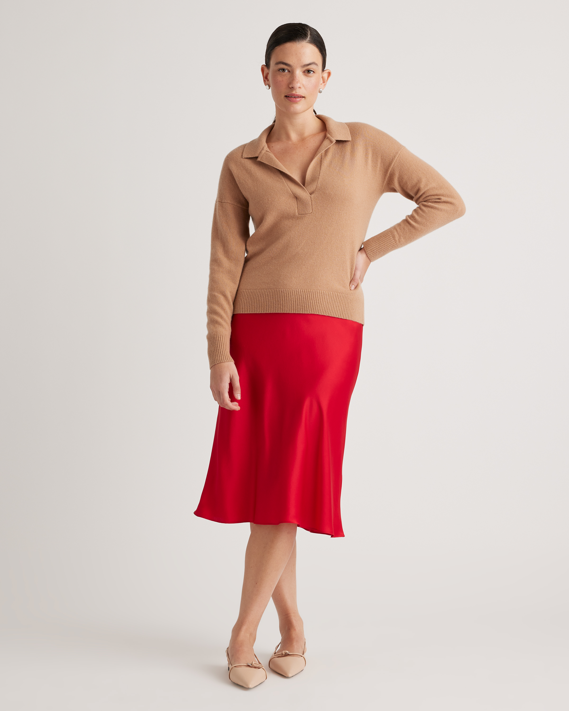 forest-green 100% Washable Silk Skirt — Image 40