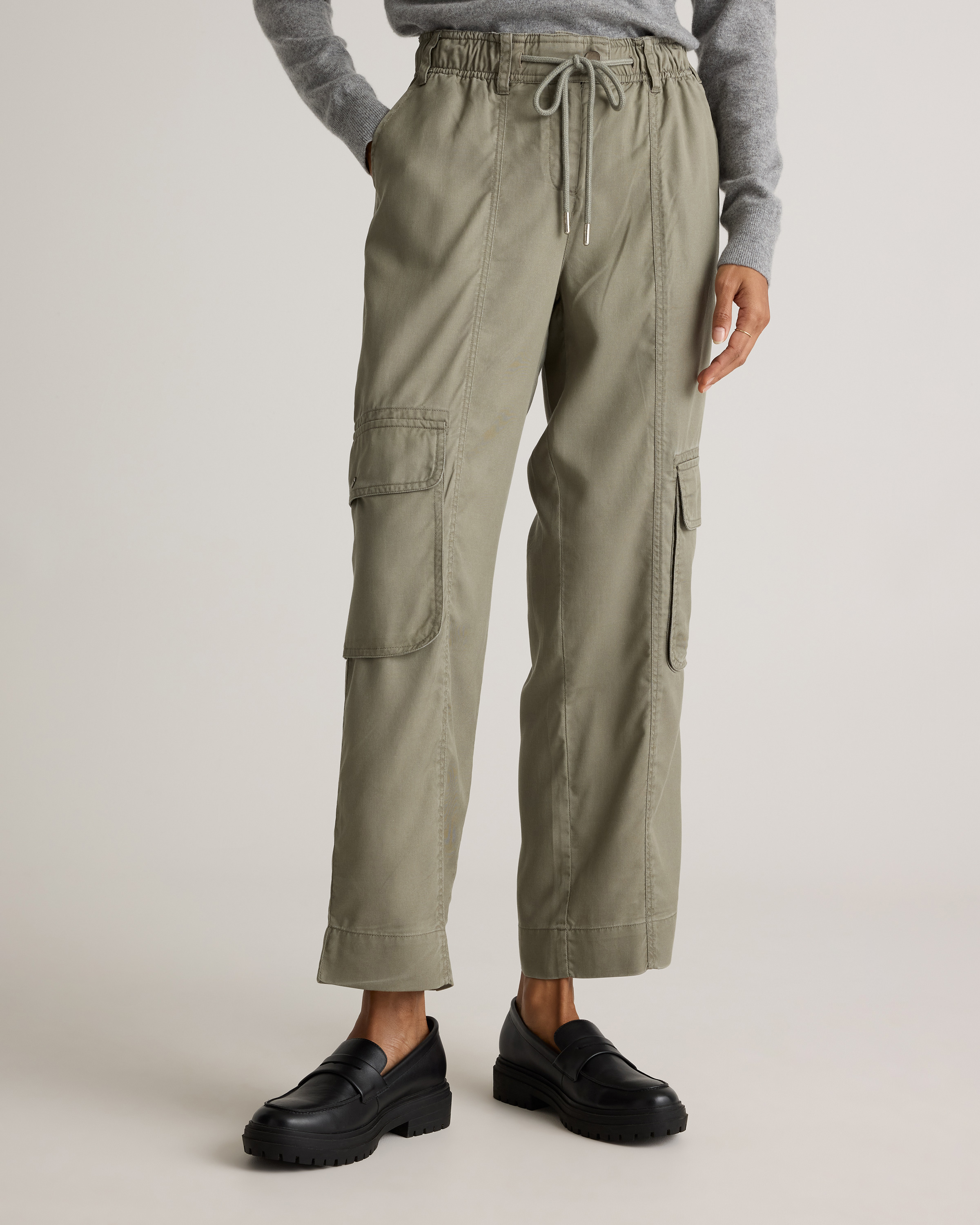 Vintage Wash Tencel Drawstring Cargo Pants — Image 6
