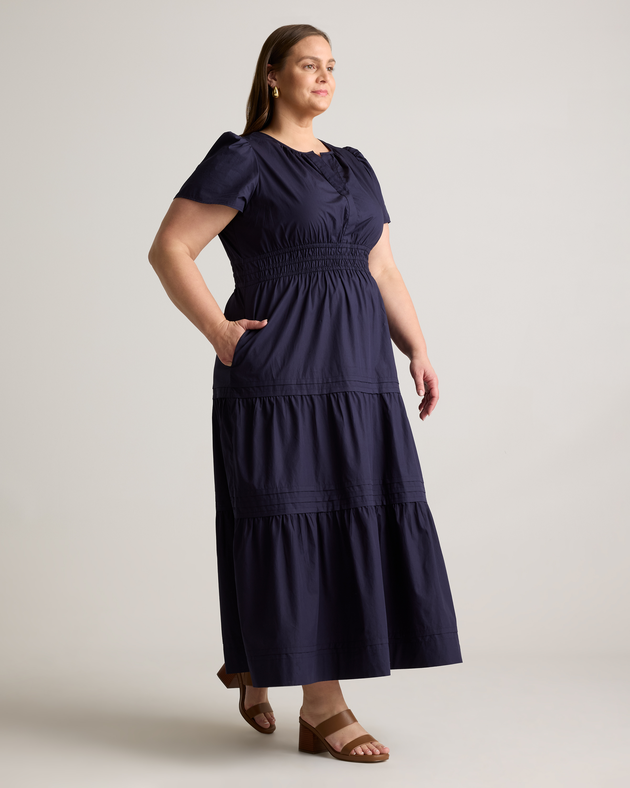100% Organic Cotton Poplin Tiered Maxi Dress — Image 22