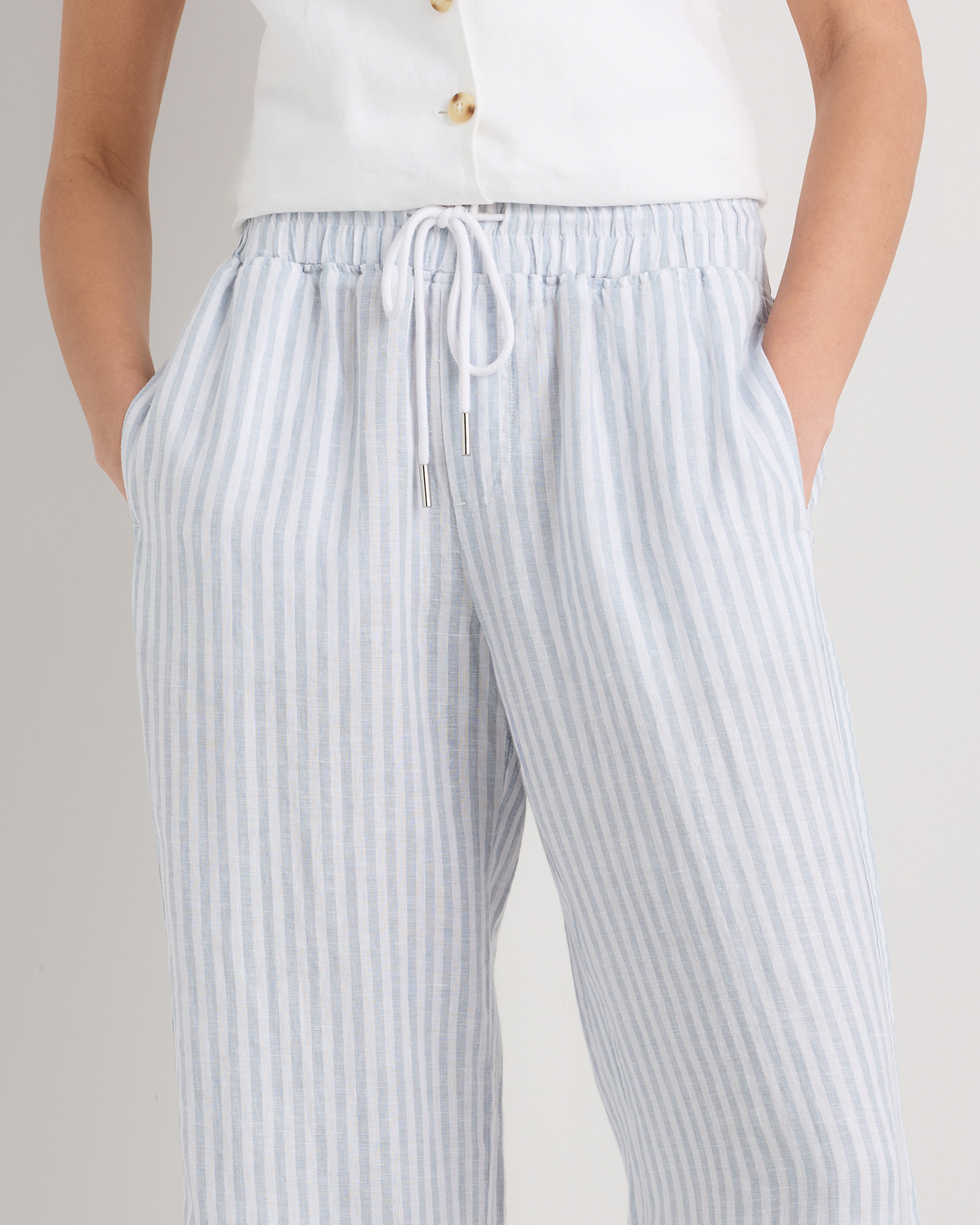 100% European Linen Wide Leg Pants — Image 54