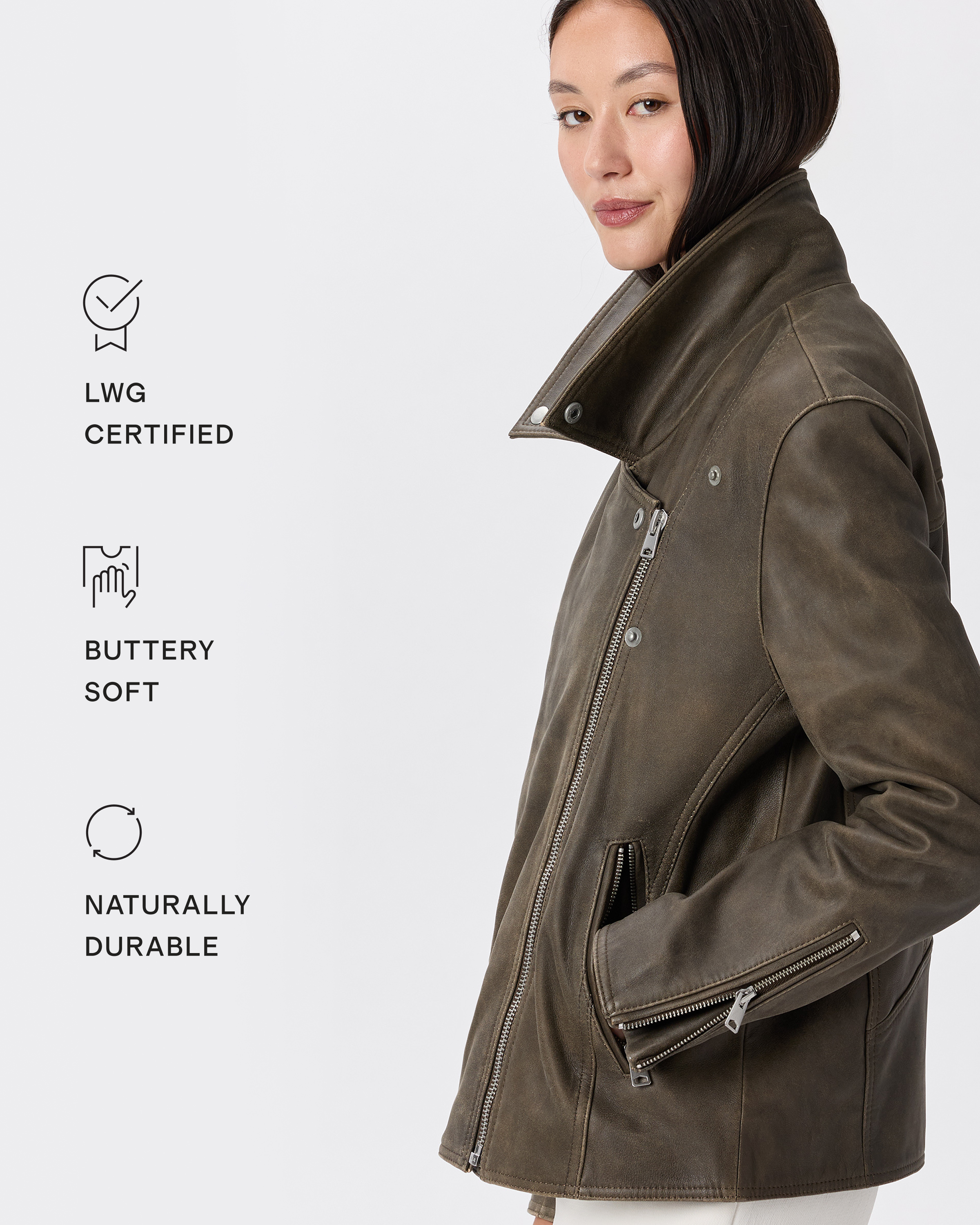 100% Leather Oversized Biker Jacket — Image 23