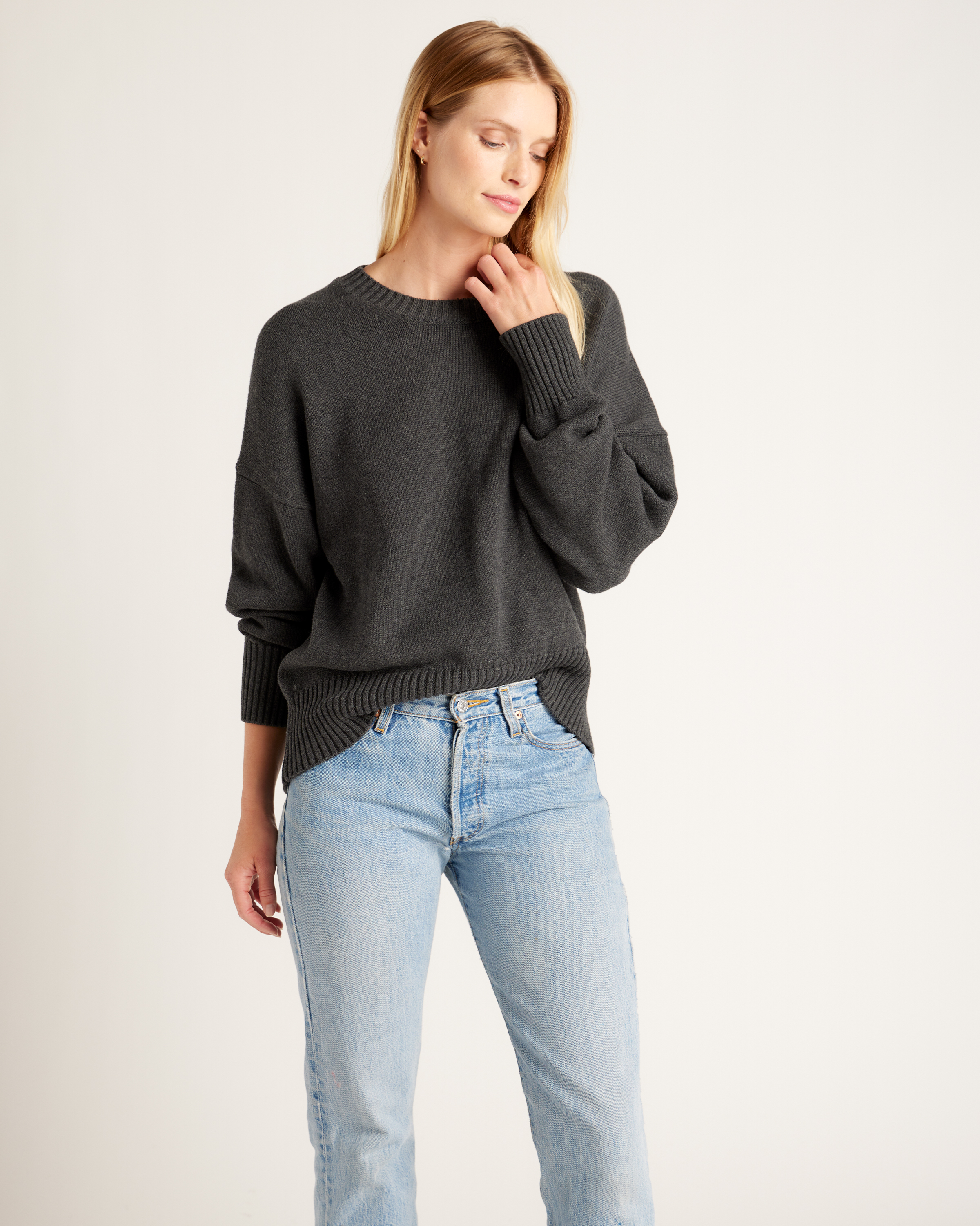 100% Organic Cotton Boyfriend Crew Sweater — Image 17