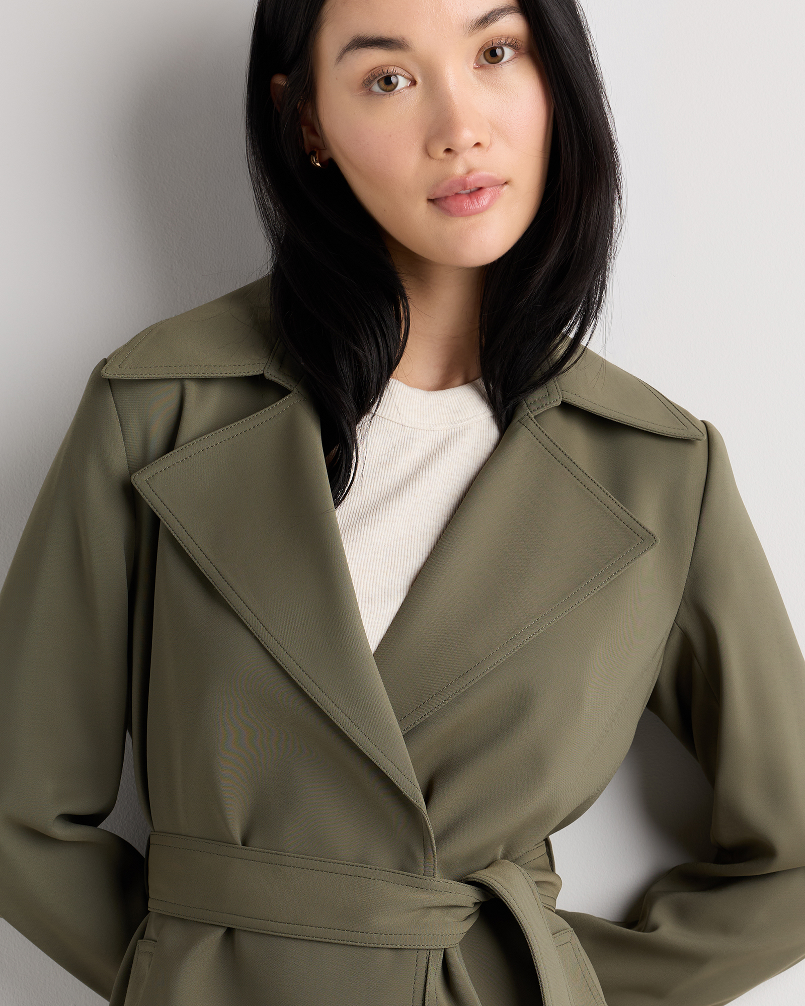 Stretch Crepe Trench Coat — Image 15