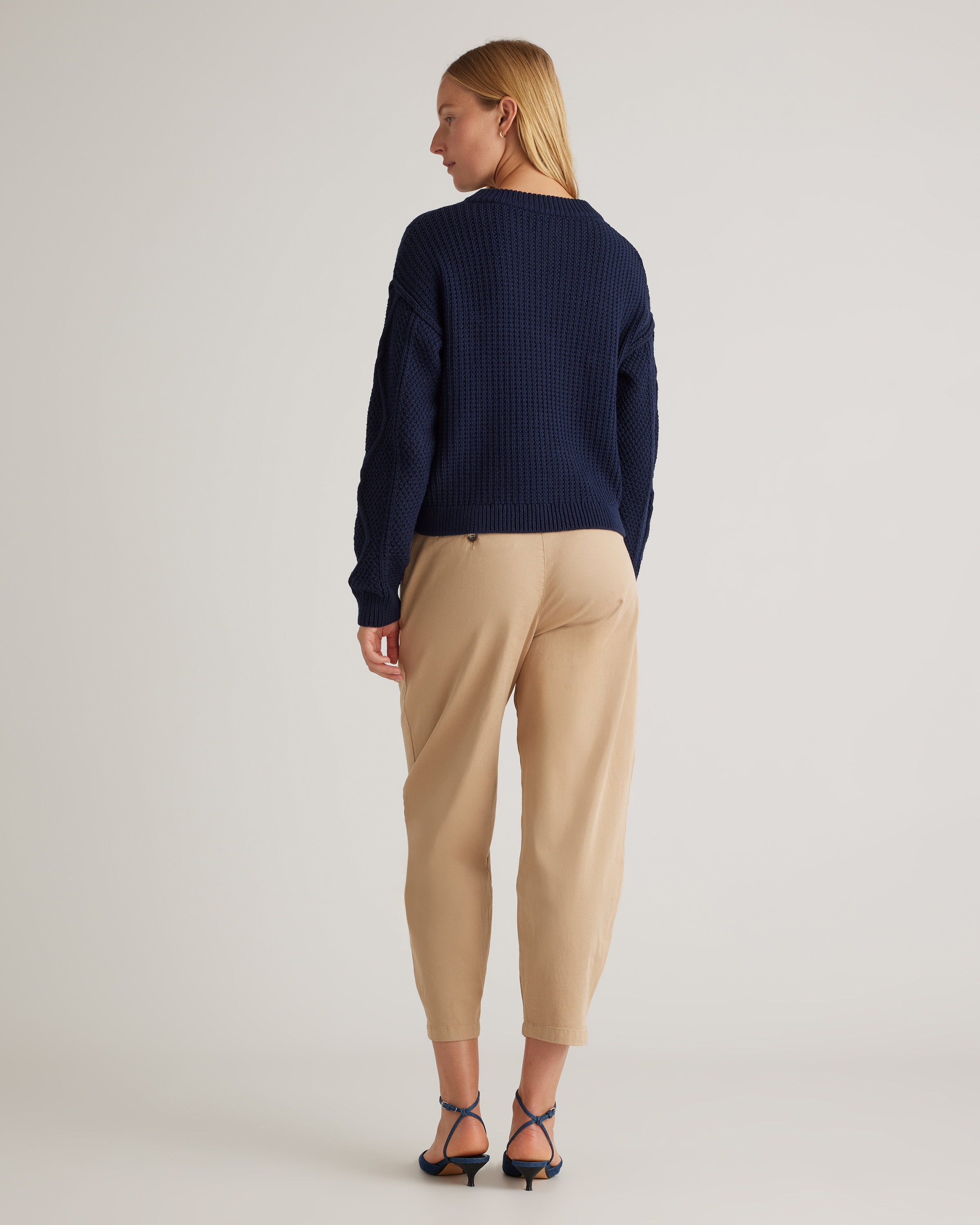100% Organic Cotton Cropped Cable Crew Sweater — Image 22