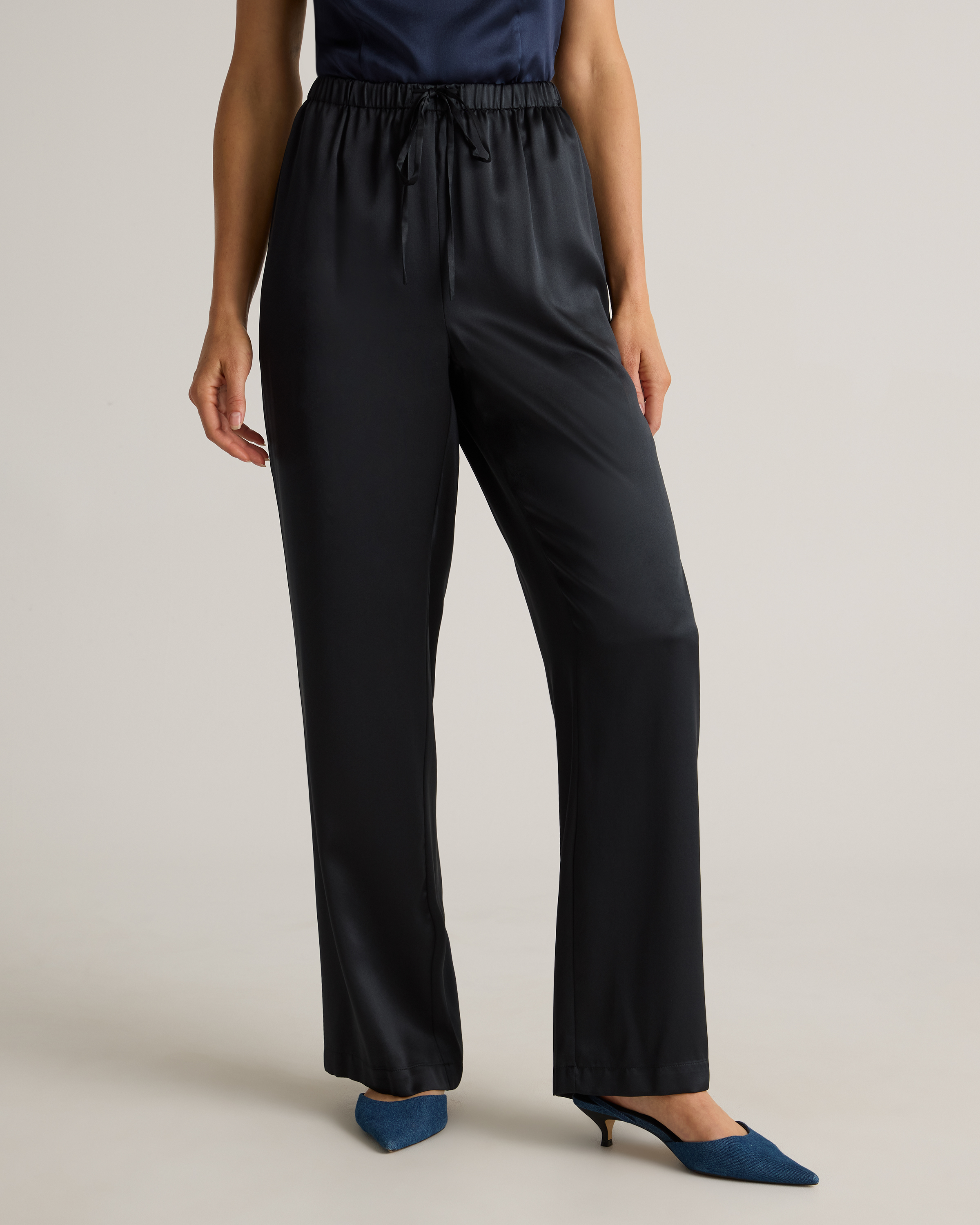 100% Washable Silk Drawstring Wide Leg Pants — Image 39