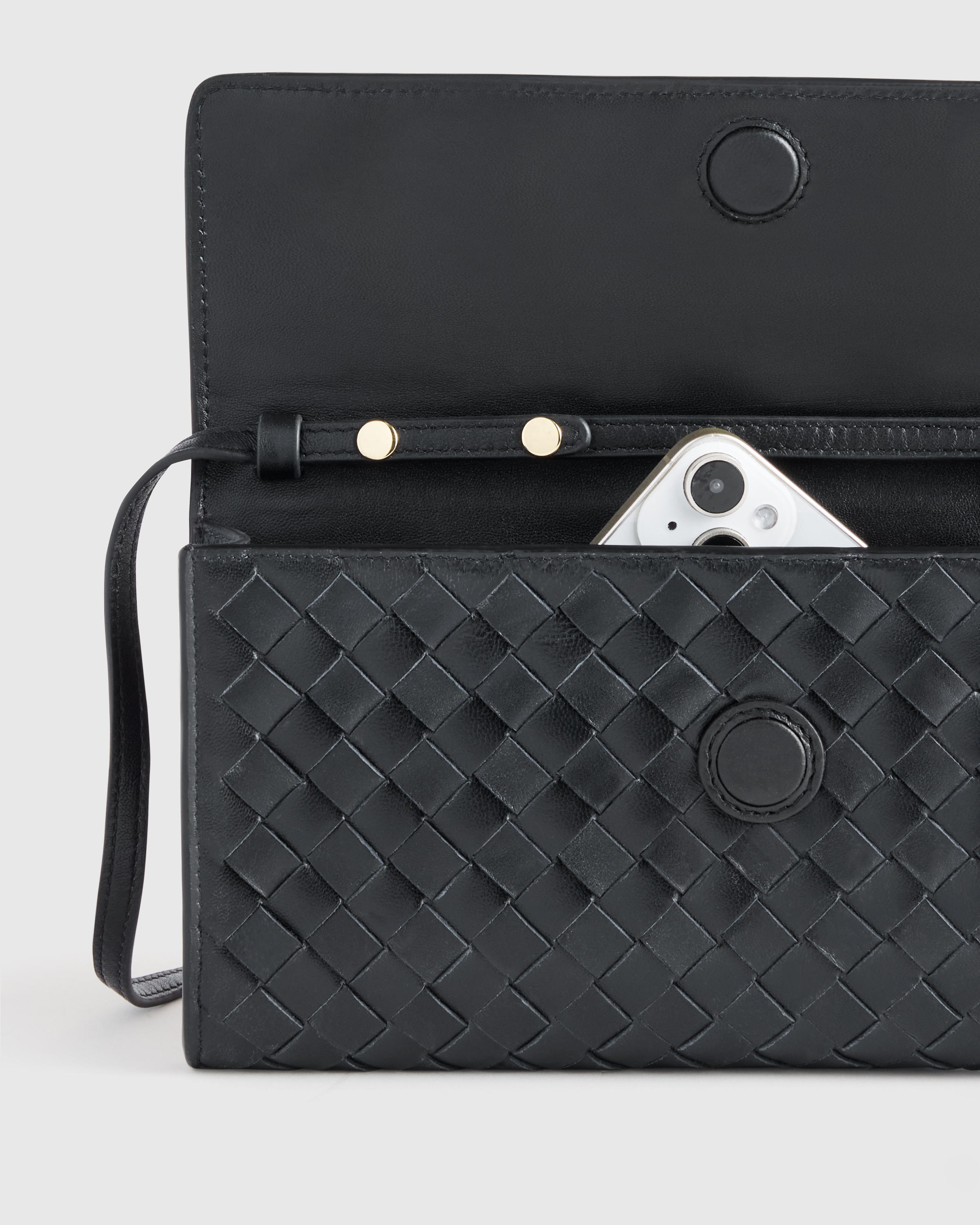 Italian Leather Handwoven Top Handle Clutch — Image 7