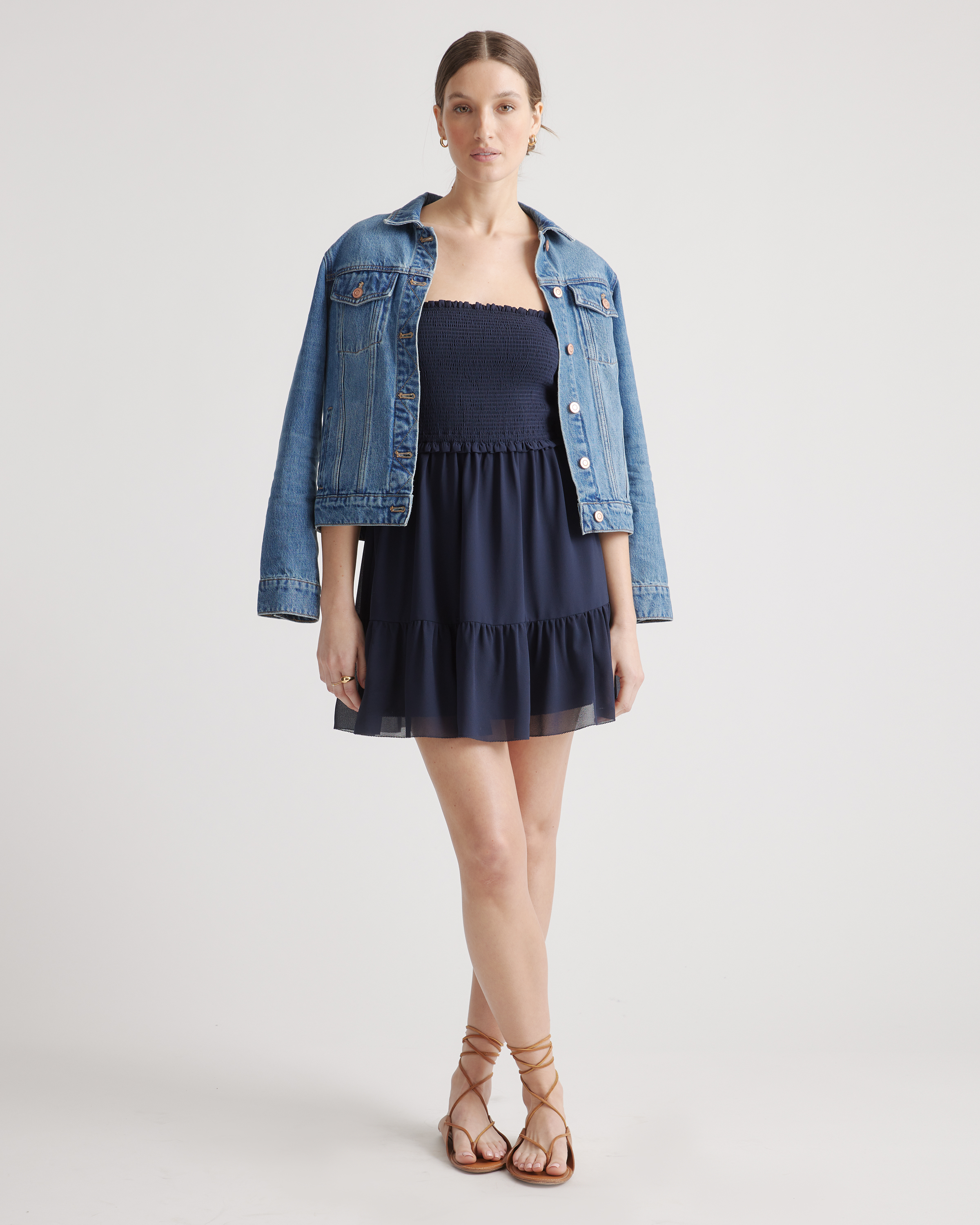 Chiffon Smocked Sleeveless Mini Dress — Image 3
