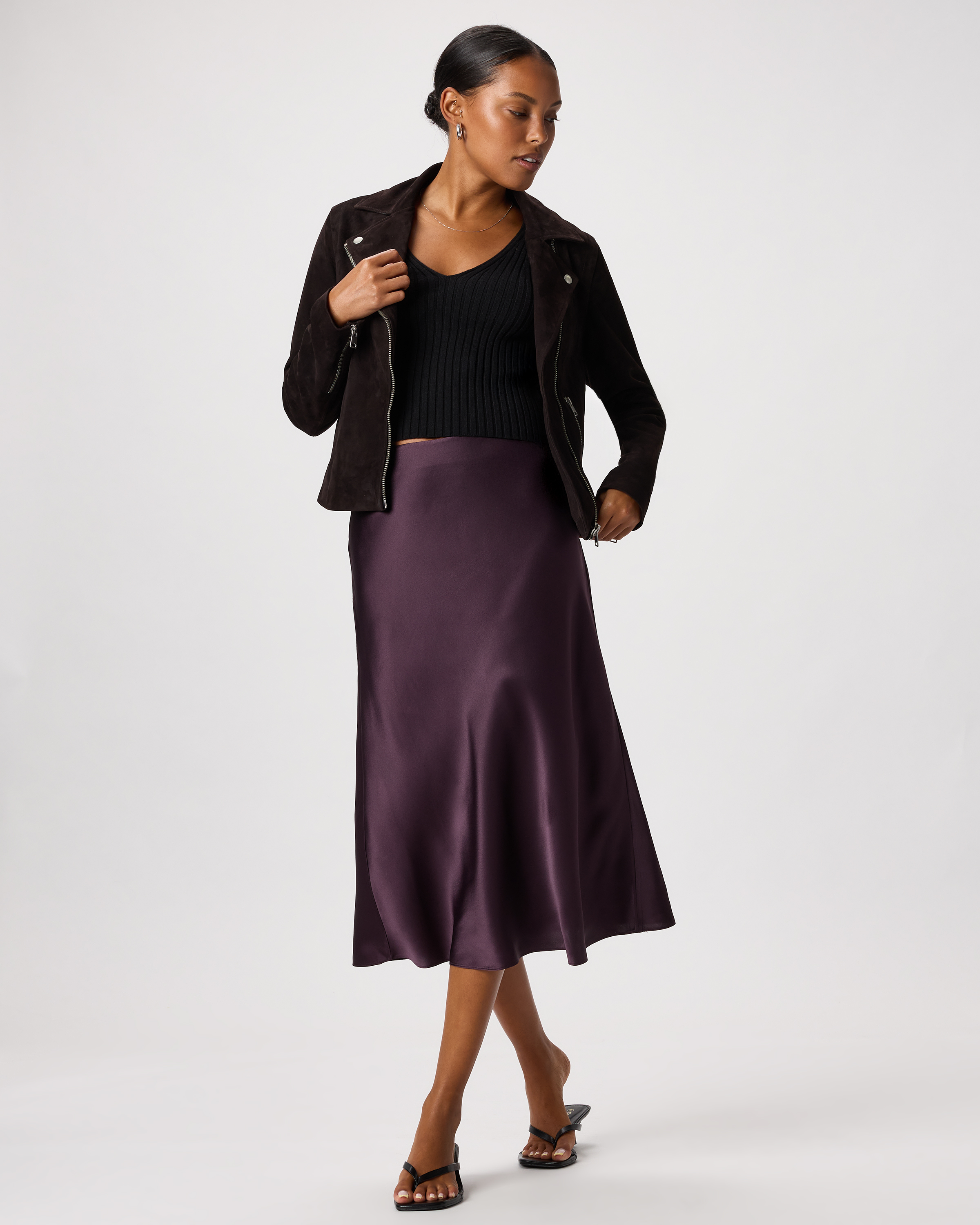 forest-green 100% Washable Silk Skirt — Image 63