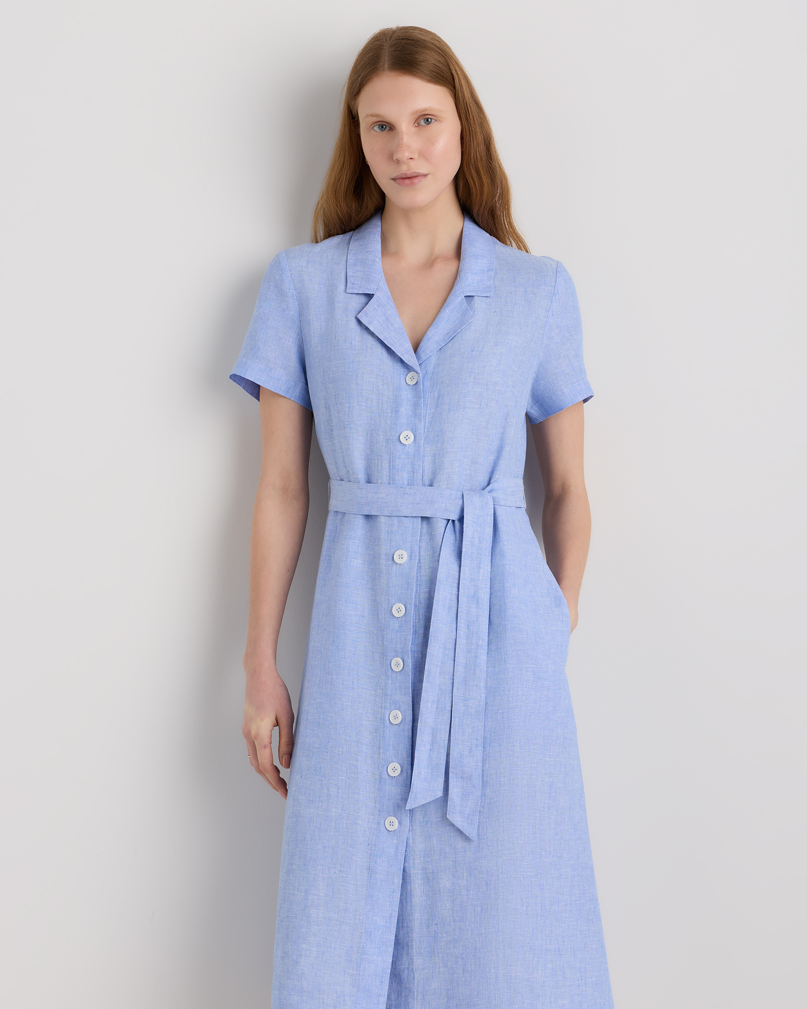 100% European Linen Button Front Dress — Image 61