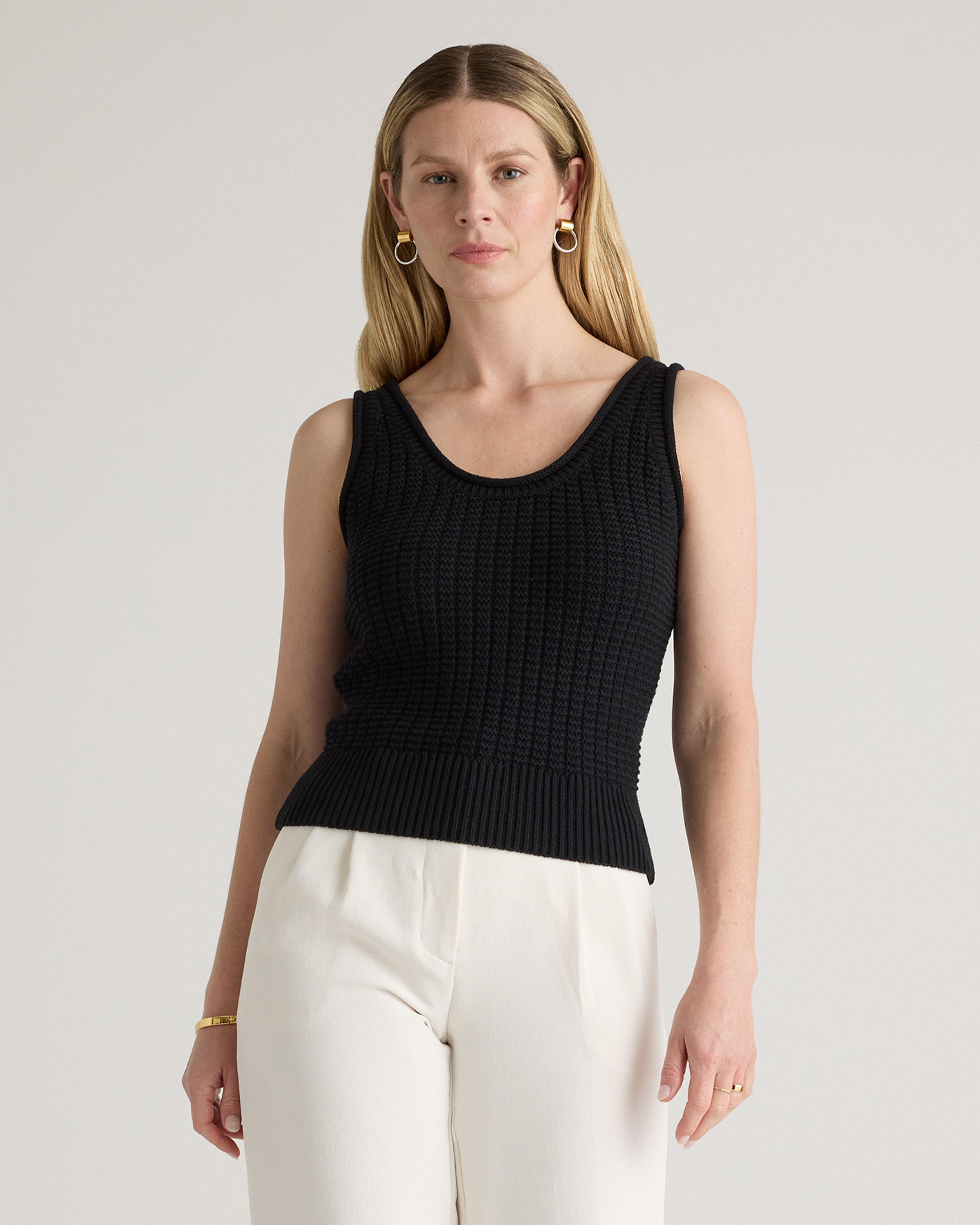 100% Organic Cotton Waffle Cropped Sweater Tank — Image 22