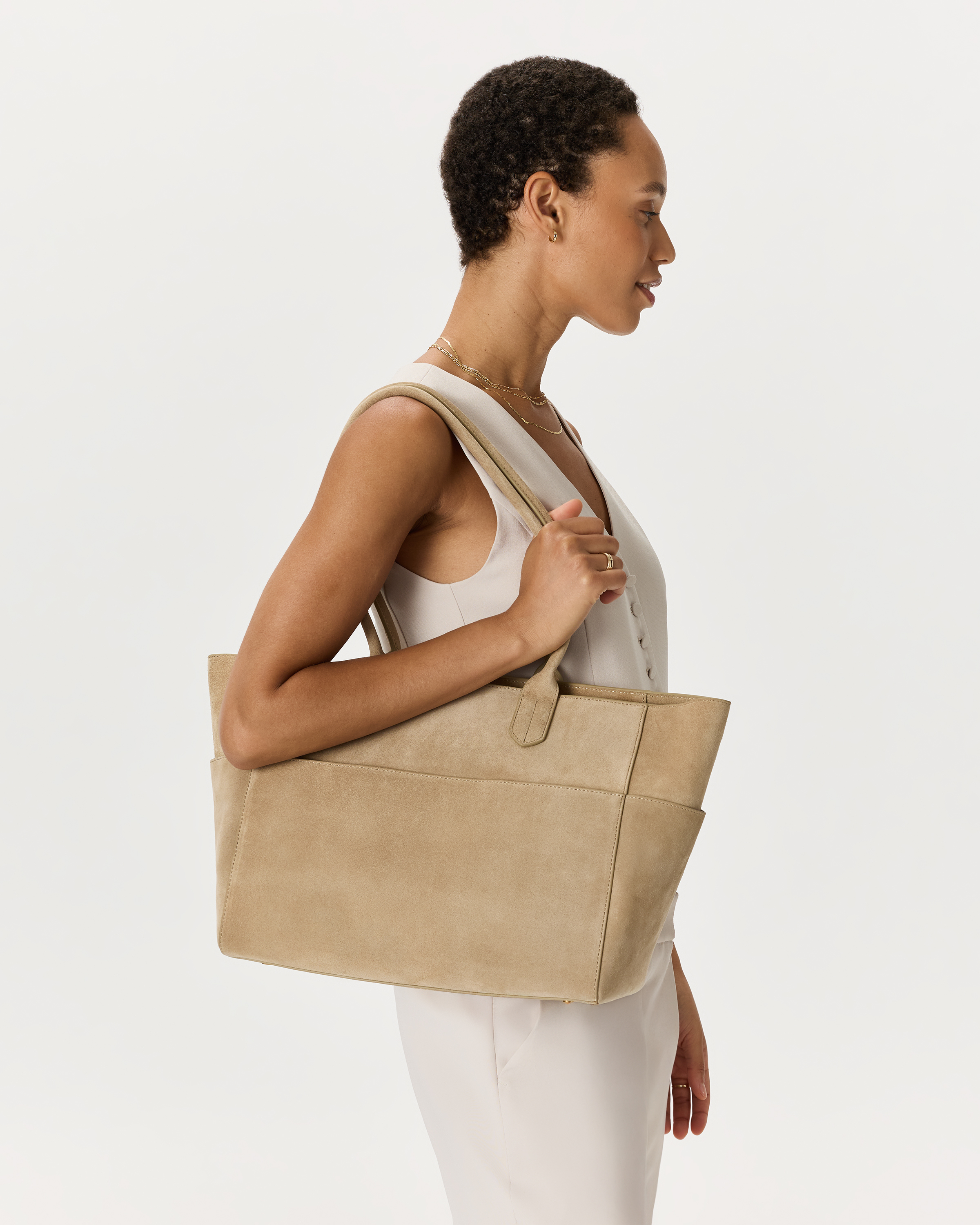 Italian Suede Shopper Tote — Image 16