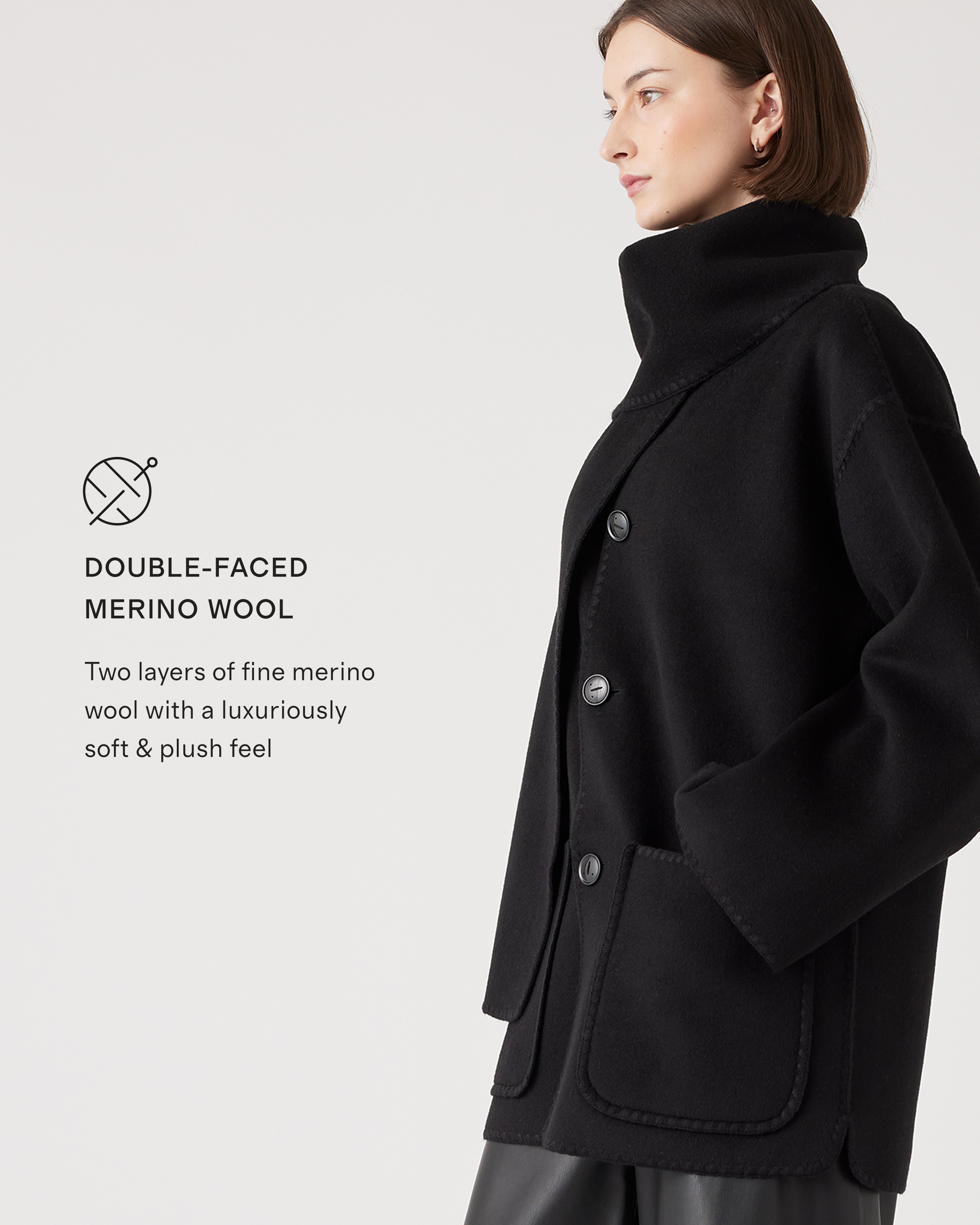 Double-Faced Merino Wool Scarf Coat — Image 23