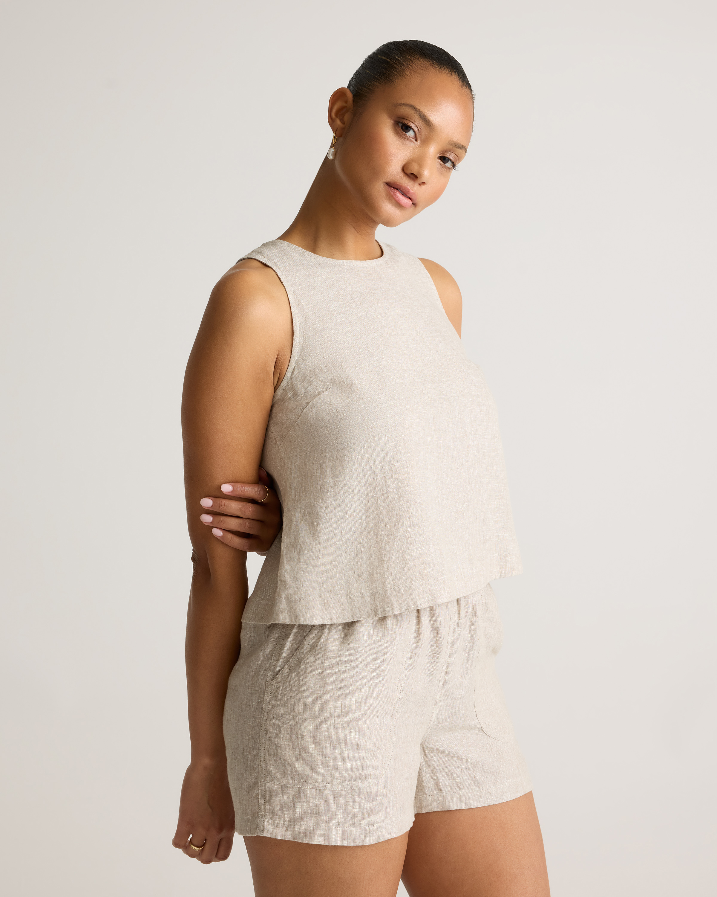 100% European Linen Cropped Tank — Image 18