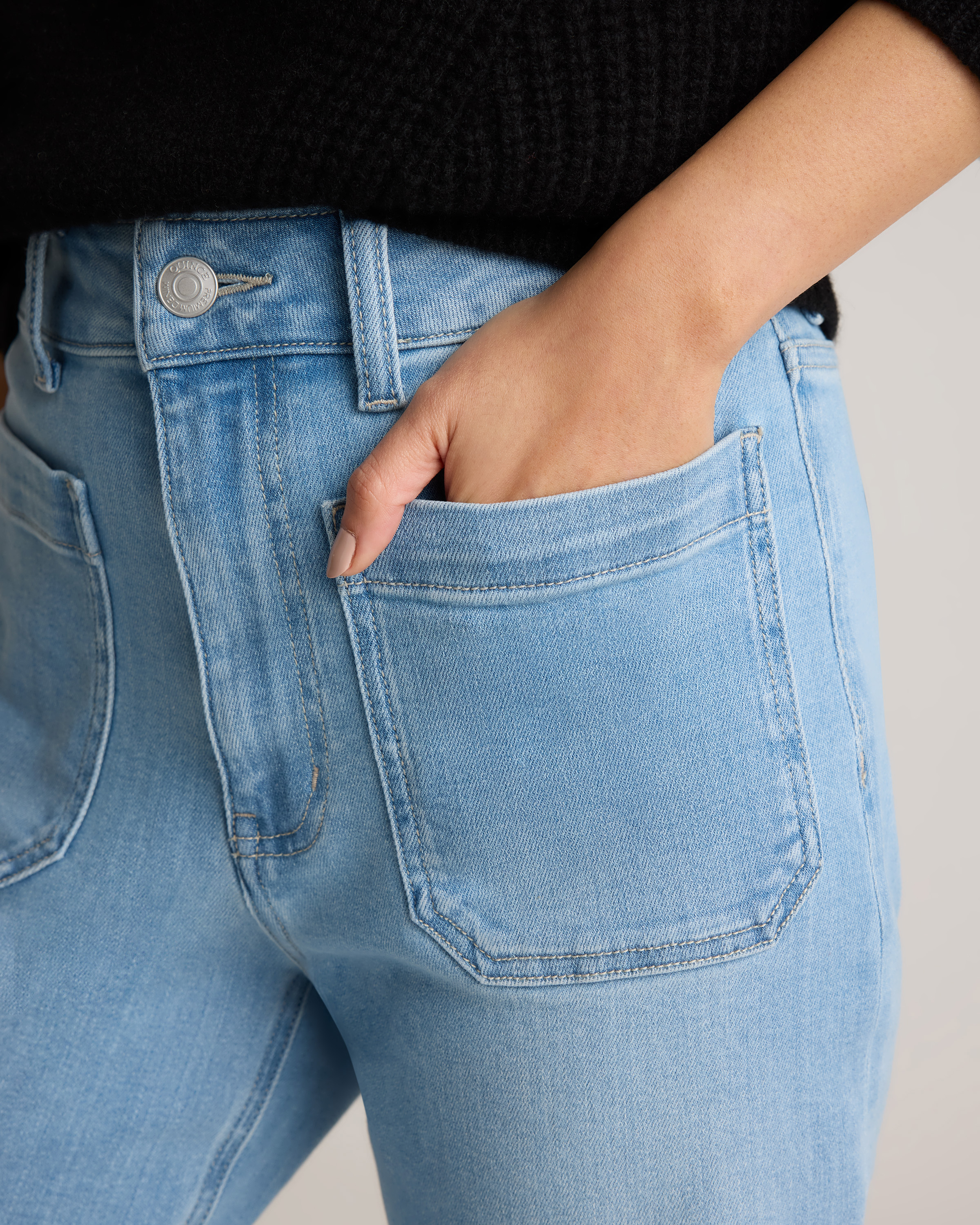 Bella Stretch Patch Pocket Wide Leg Jeans — Image 3