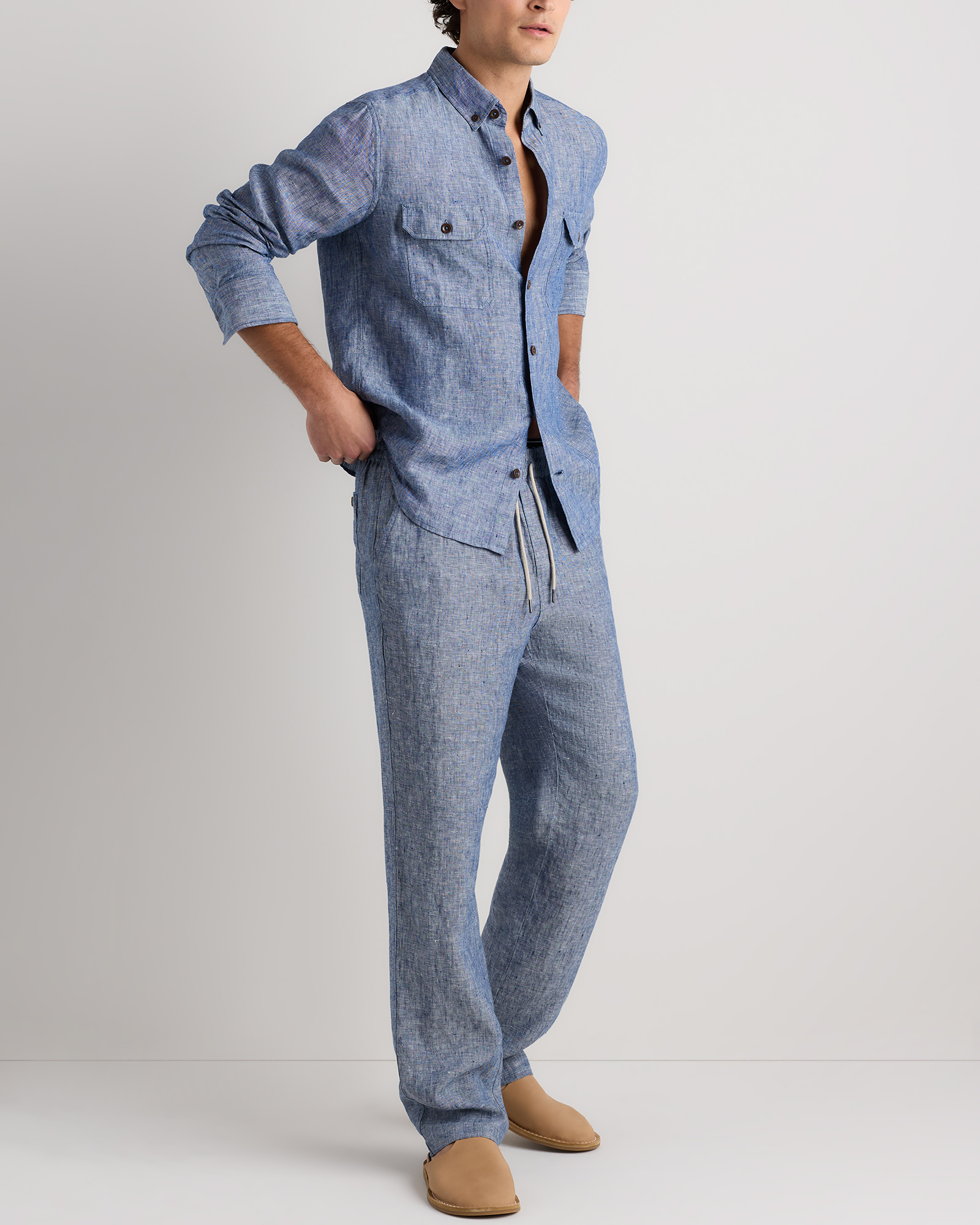 100% European Linen Drawstring Beach Pants — Image 35