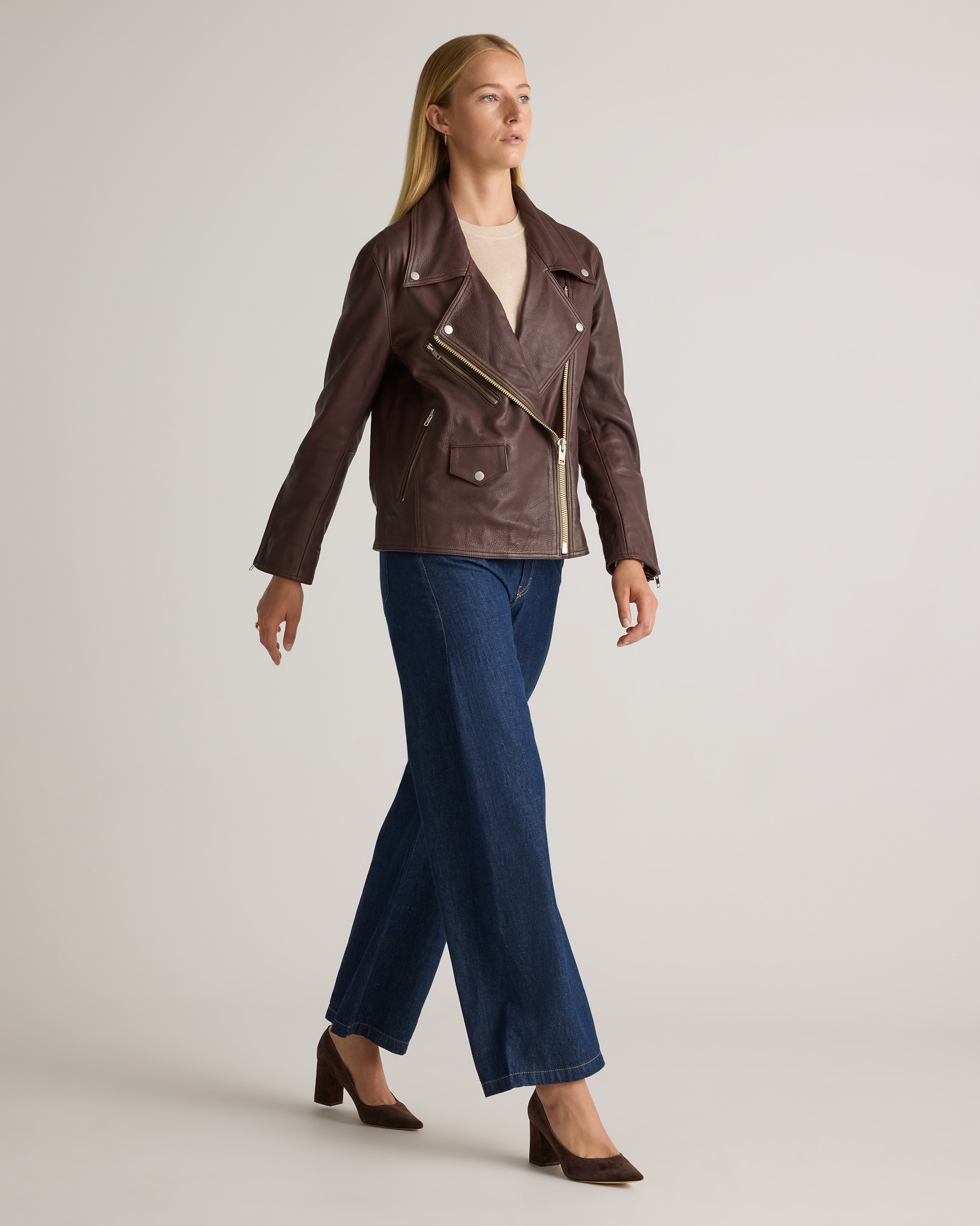 100% Leather Oversized Biker Jacket — Image 34