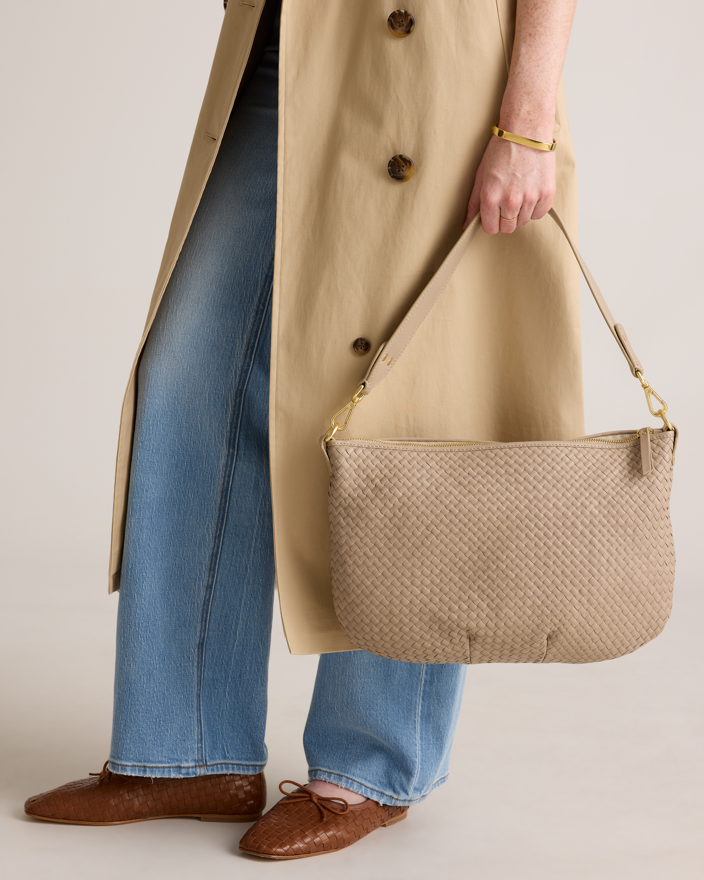 Italian Leather Convertible Crescent Handwoven Shoulder Bag — Image 5