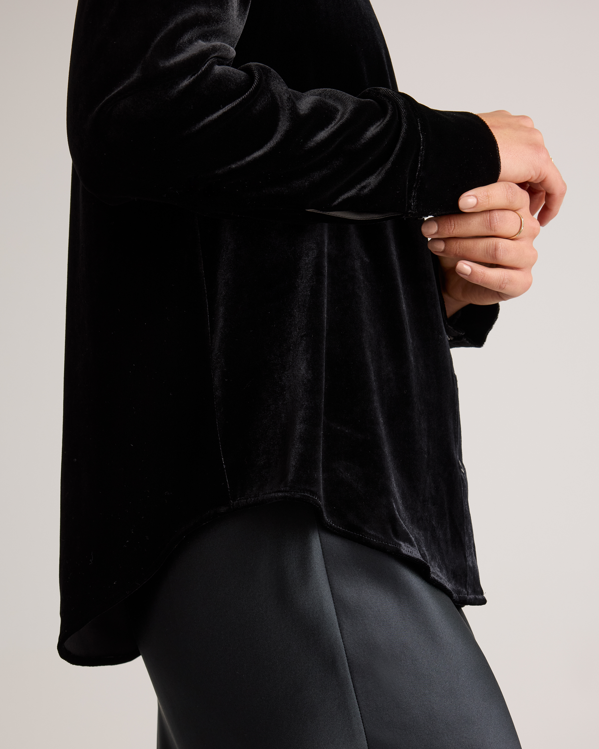 Stretch Silk Velvet Long Sleeve Shirt — Image 8