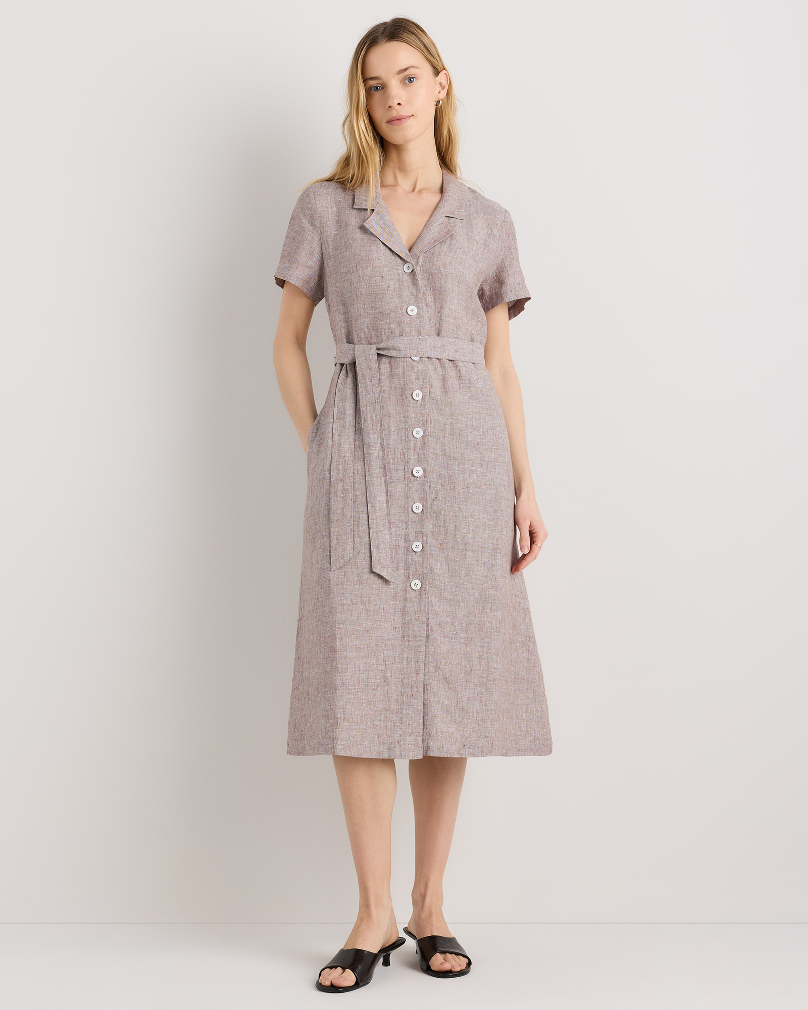 100% European Linen Button Front Dress — Image 69