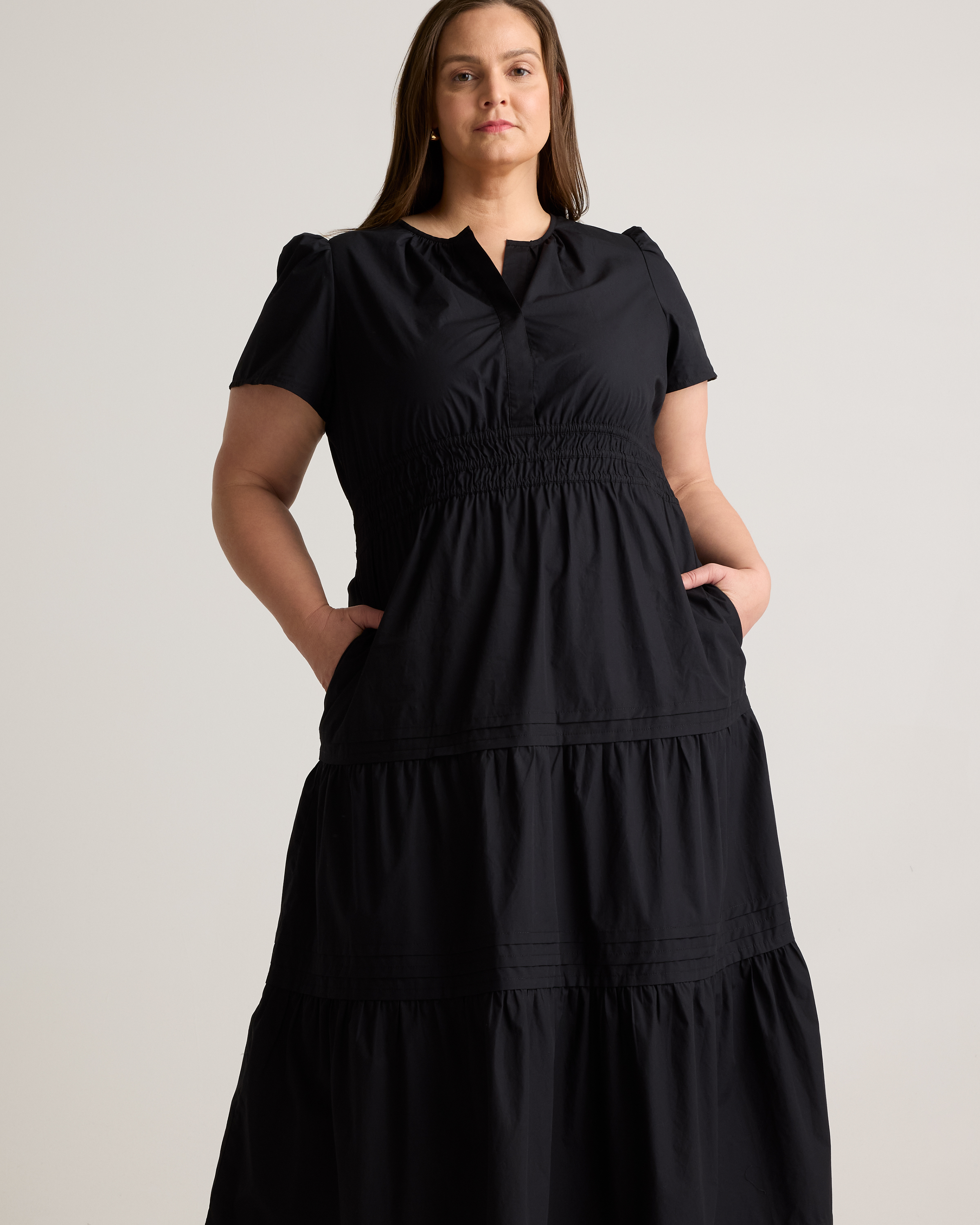 100% Organic Cotton Poplin Tiered Maxi Dress — Image 8