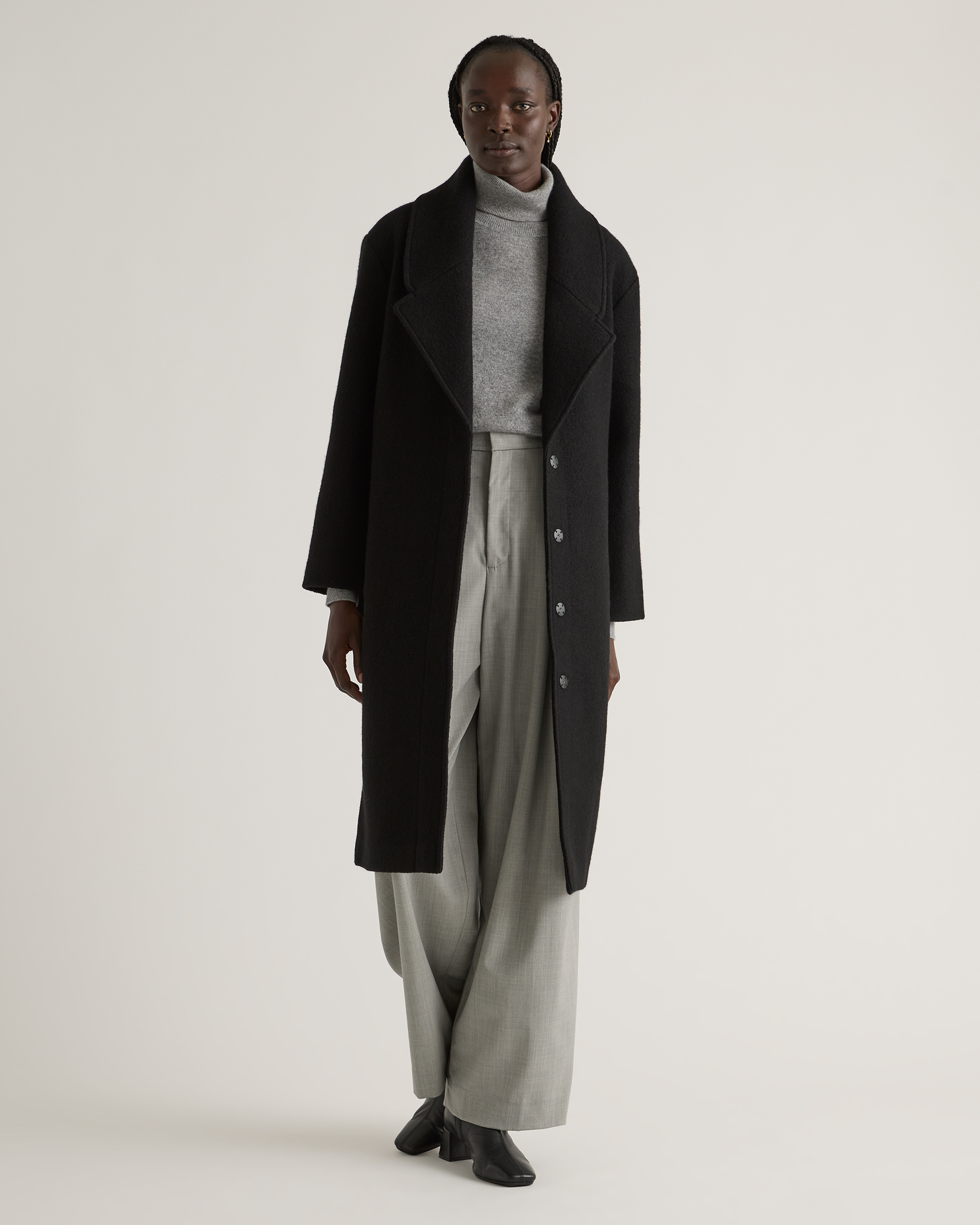 100% Merino Wool Shawl Collar Long Coat — Image 14