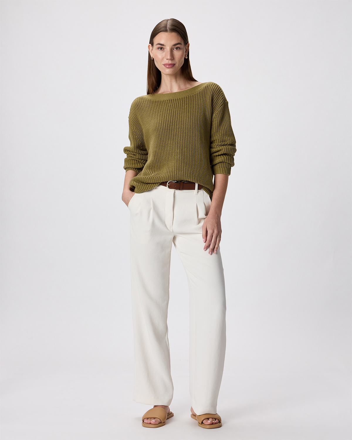 100% Organic Cotton Fisherman Boatneck Sweater — Image 48