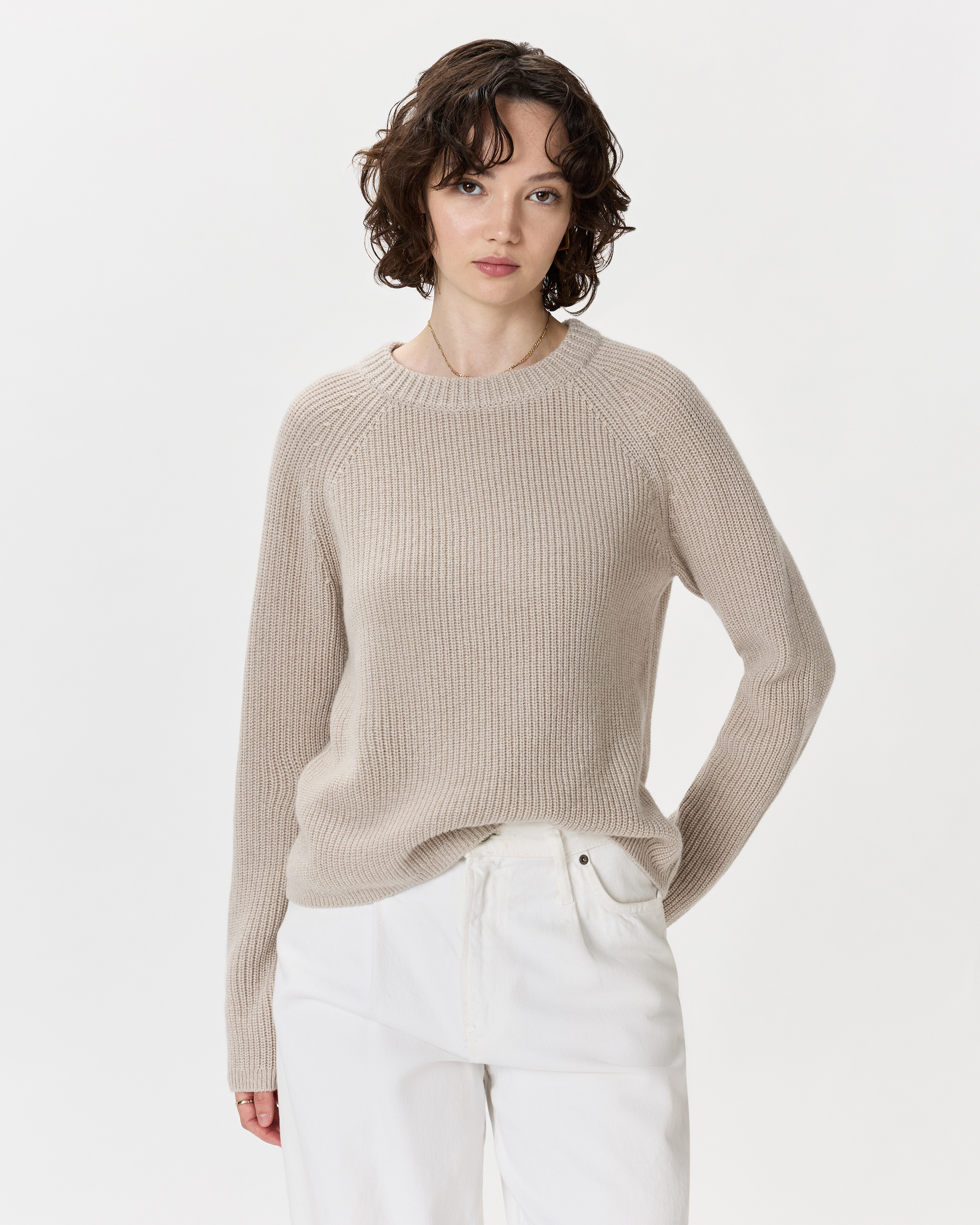 Mongolian Cashmere Fisherman Crewneck Sweater — Image 27