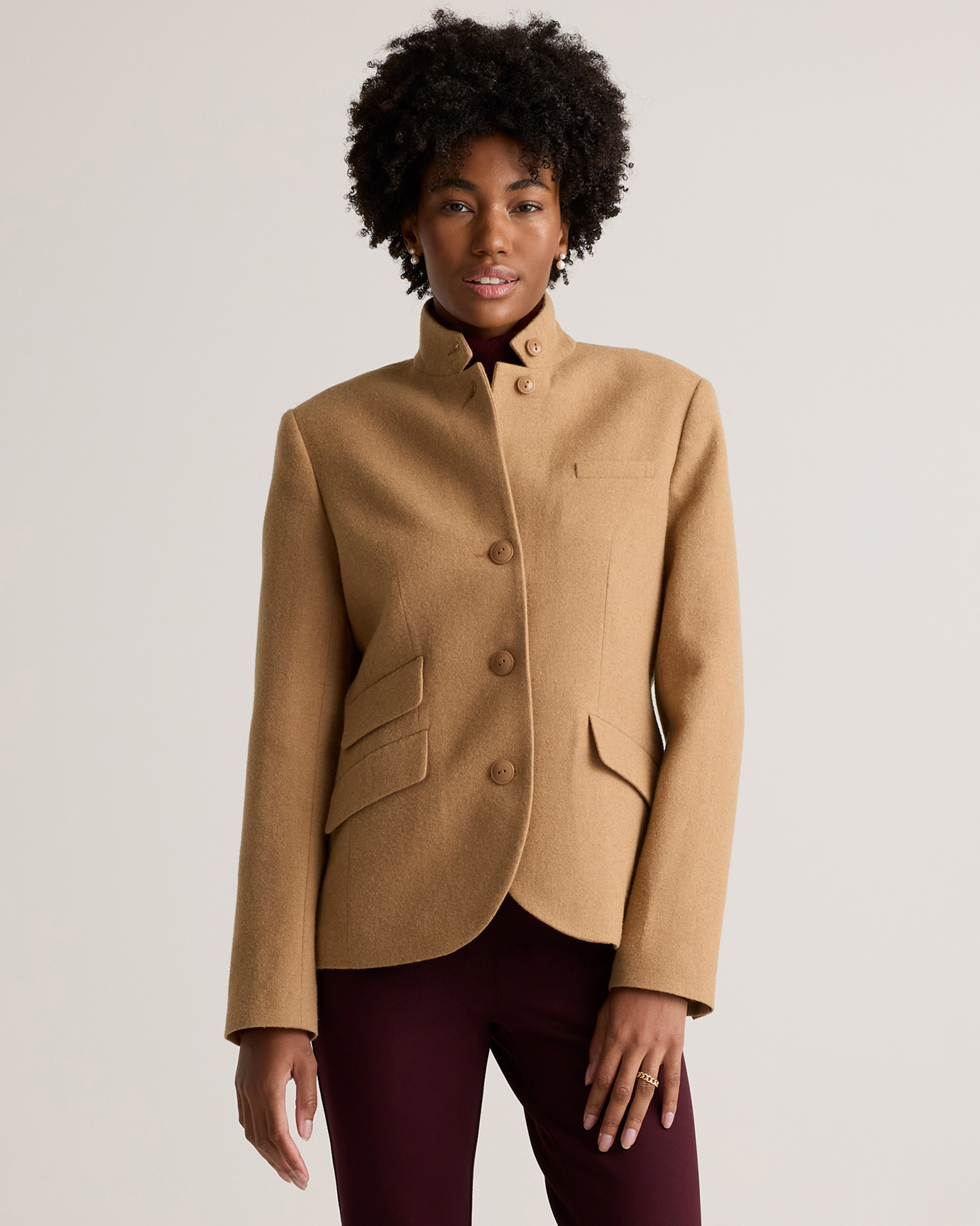 Italian Wool Stand Collar Blazer — Image 17