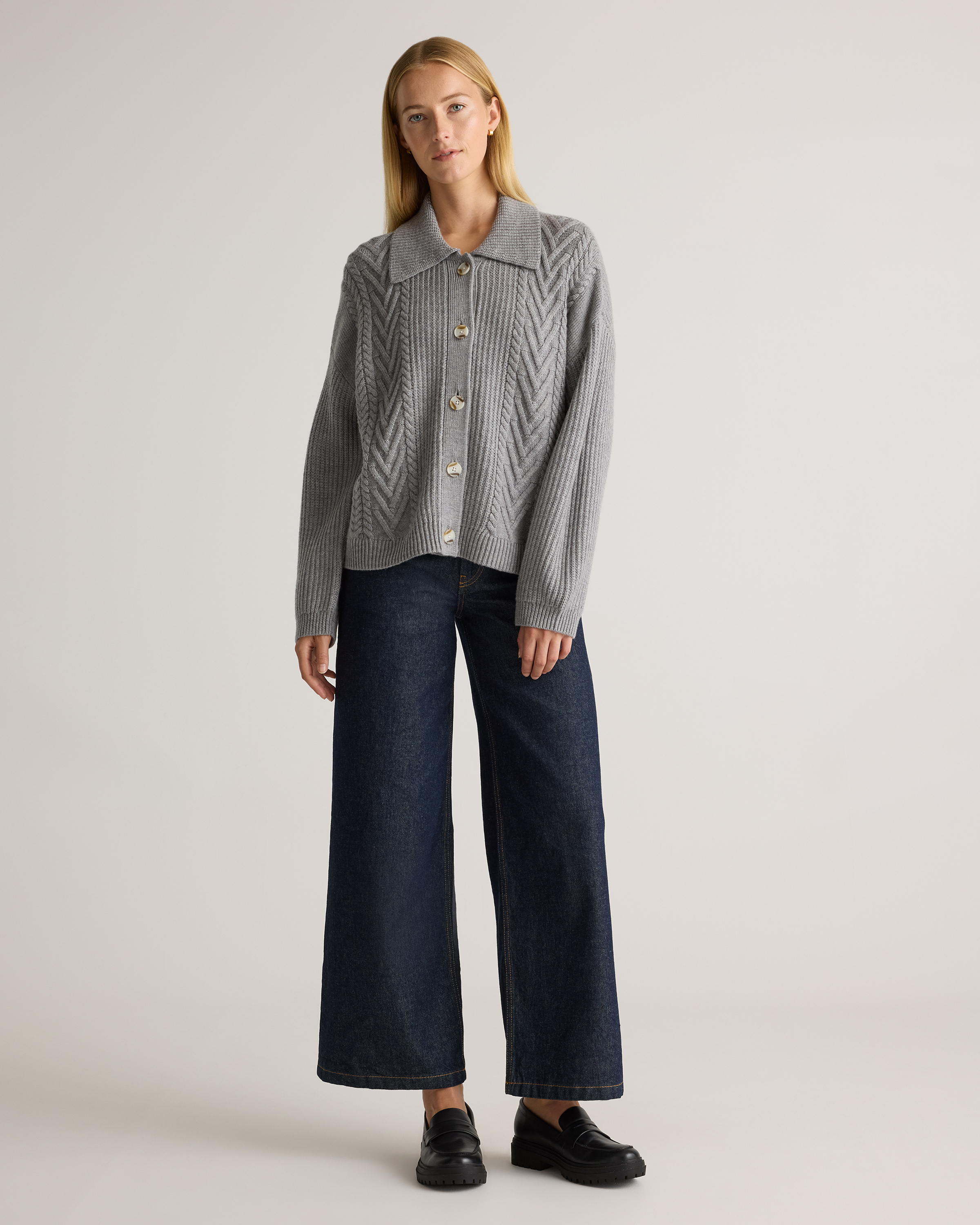 Australian Merino Wool Collared Cable Cardigan — Image 20