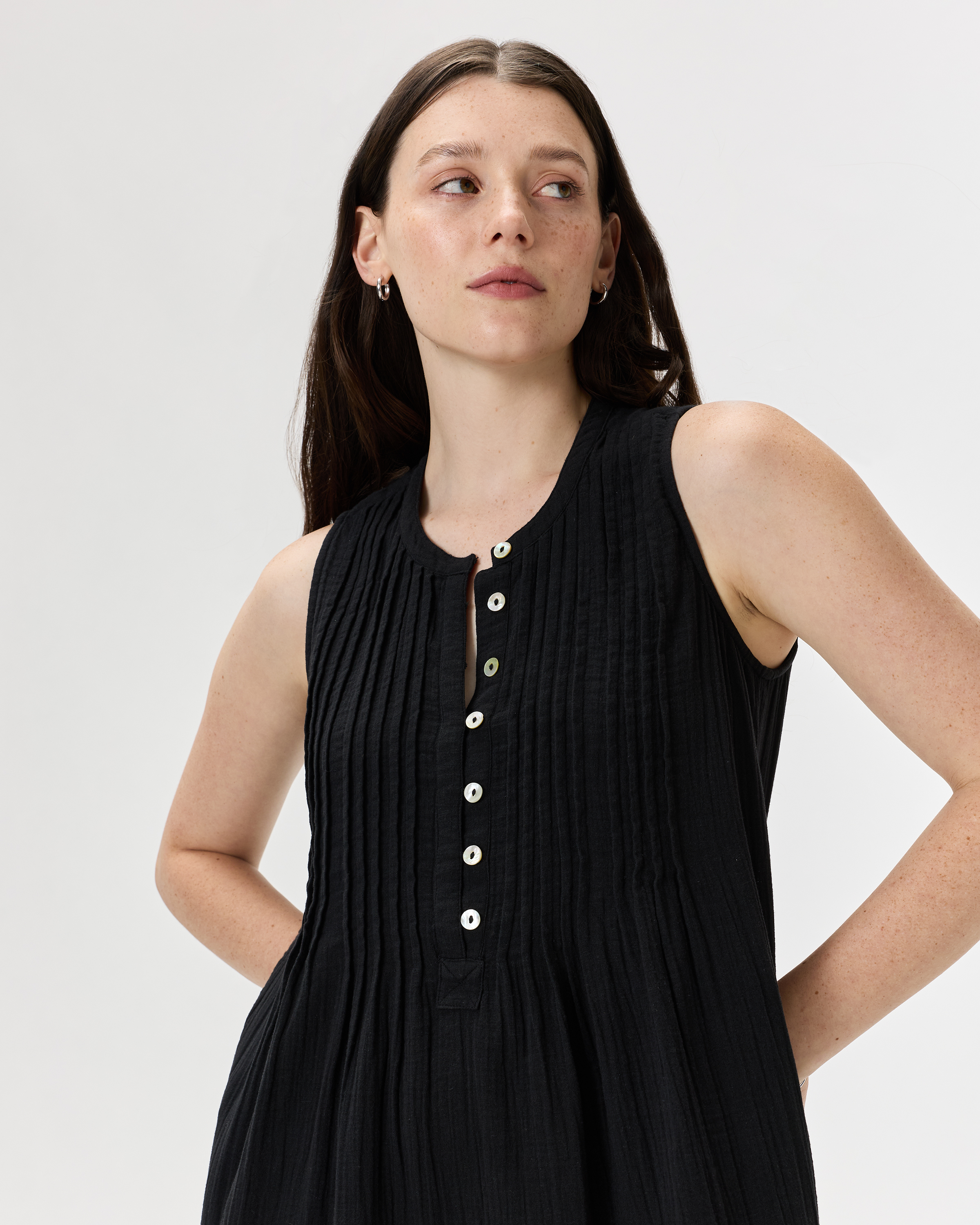 100% Organic Cotton Gauze Sleeveless Swing Dress — Image 9