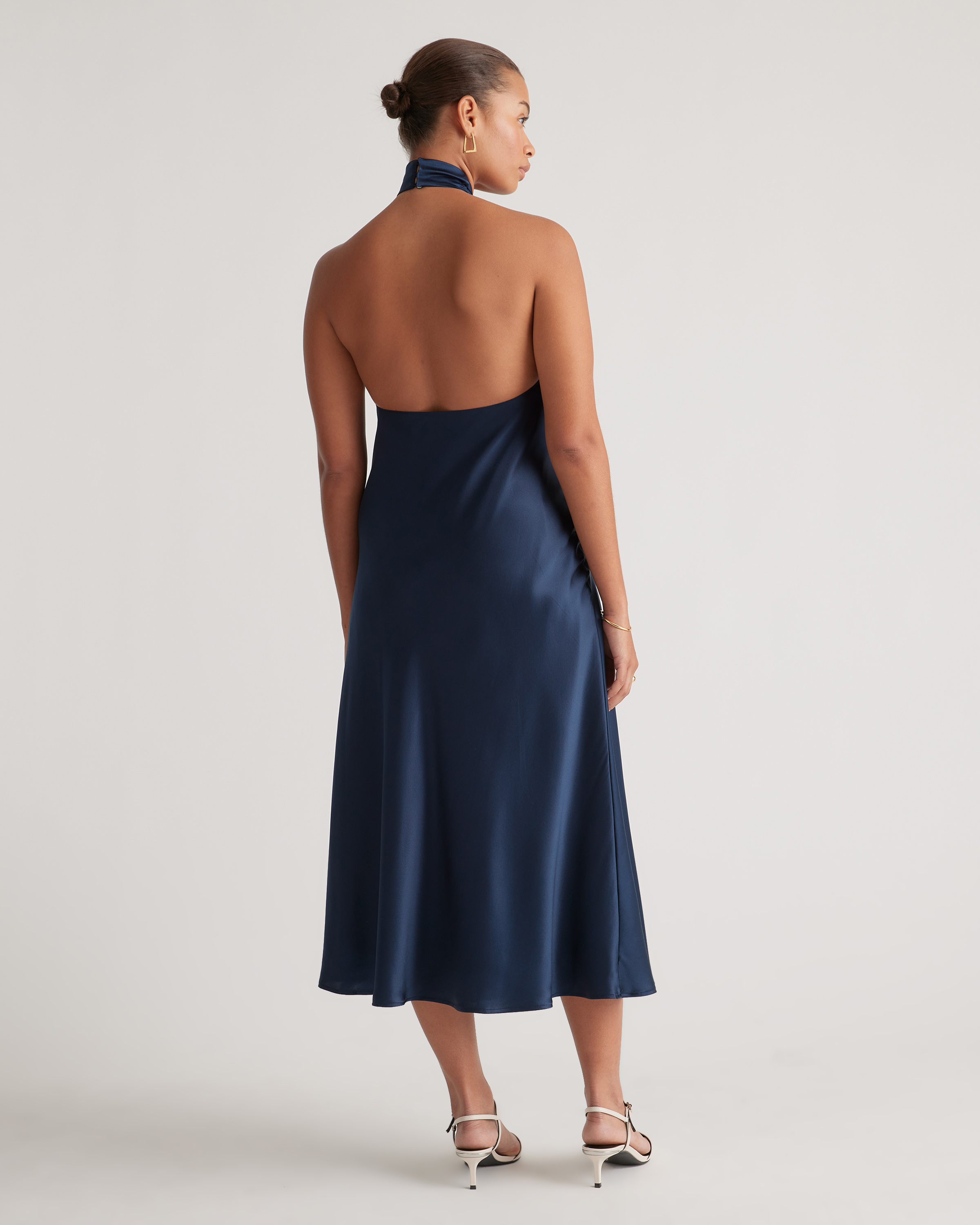 100% Washable Silk Twist Halter Midi Dress — Image 9