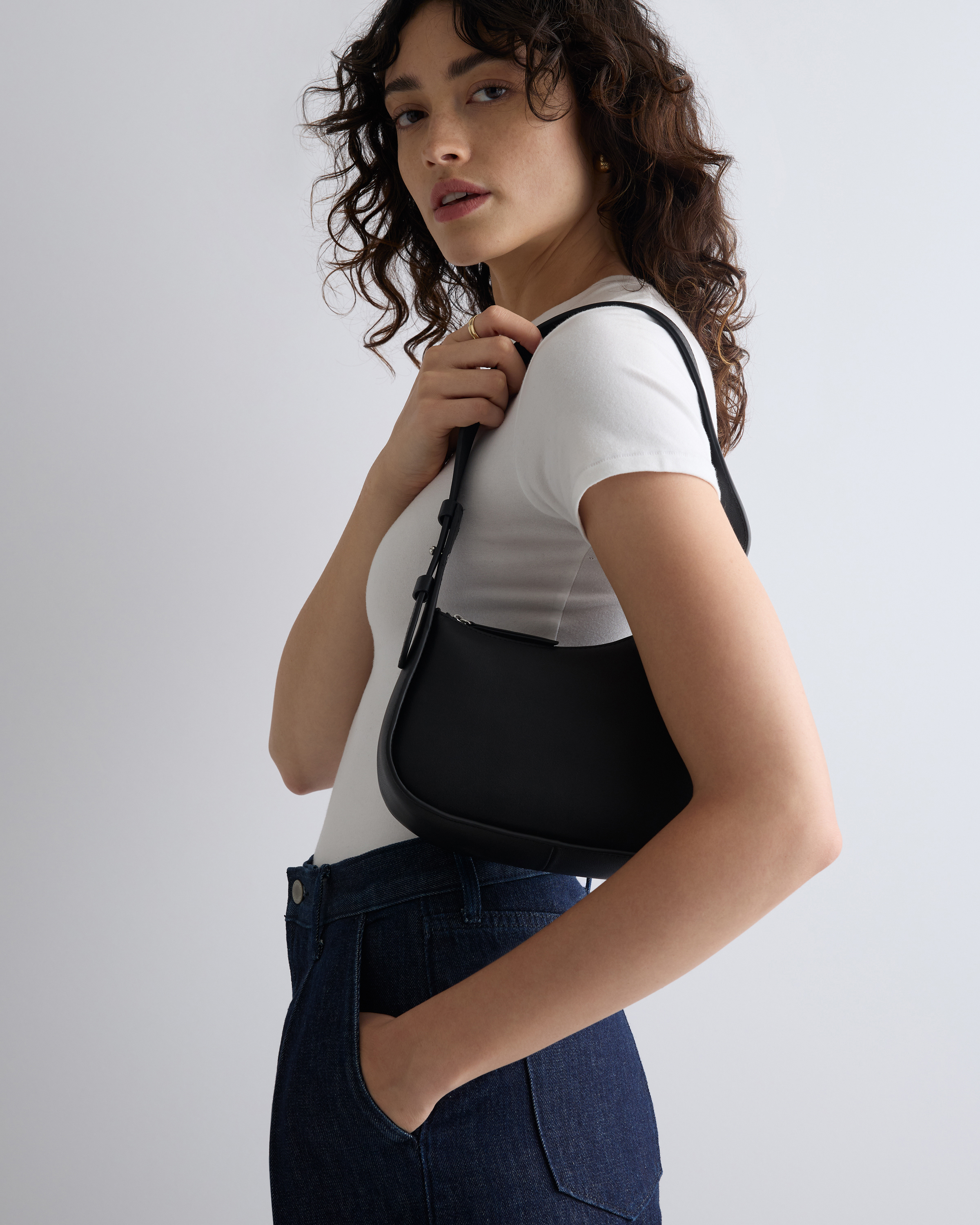 Italian Leather Asymmetrical Mini Shoulder Bag — Image 8