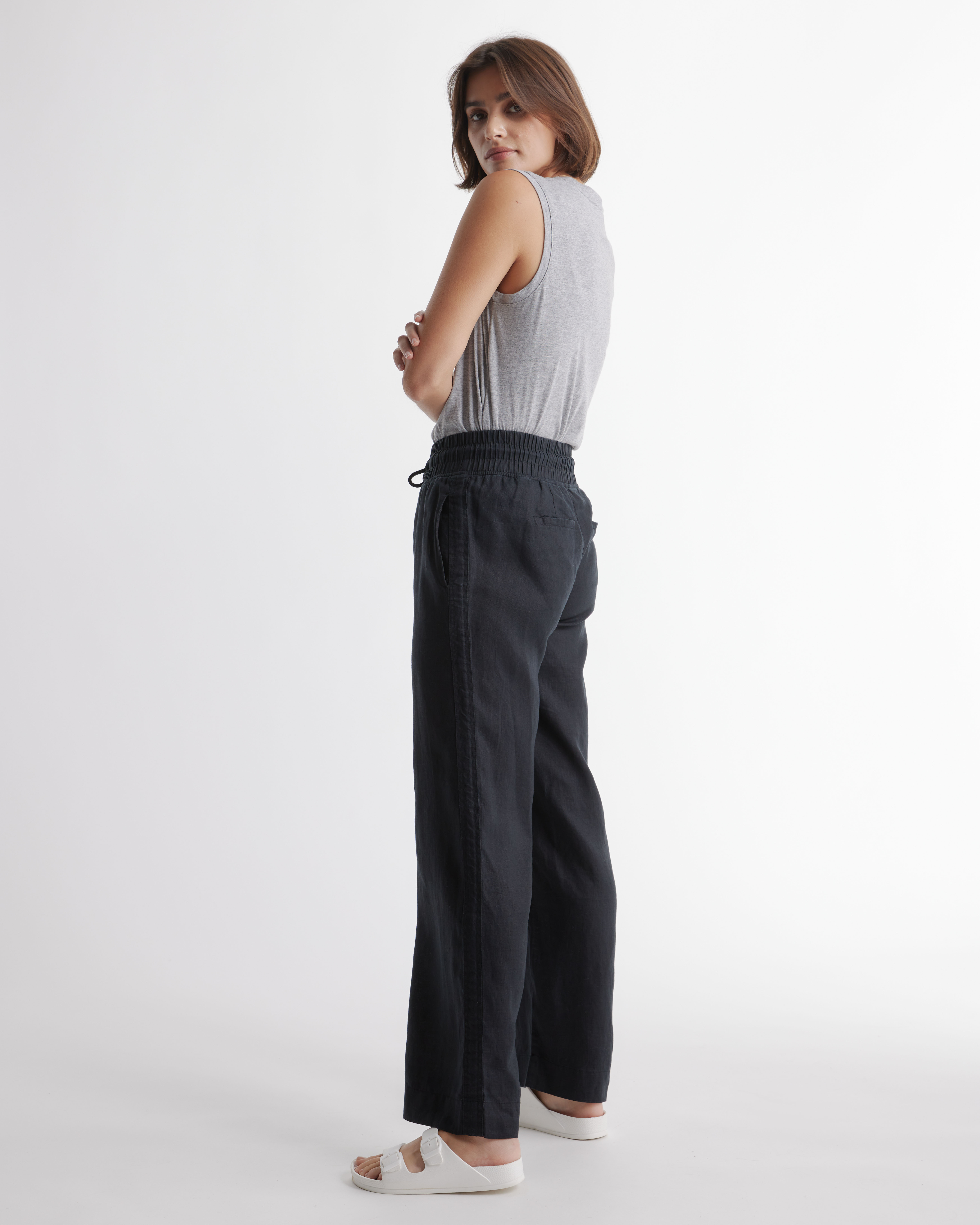 100% European Linen Wide Leg Pants — Image 23