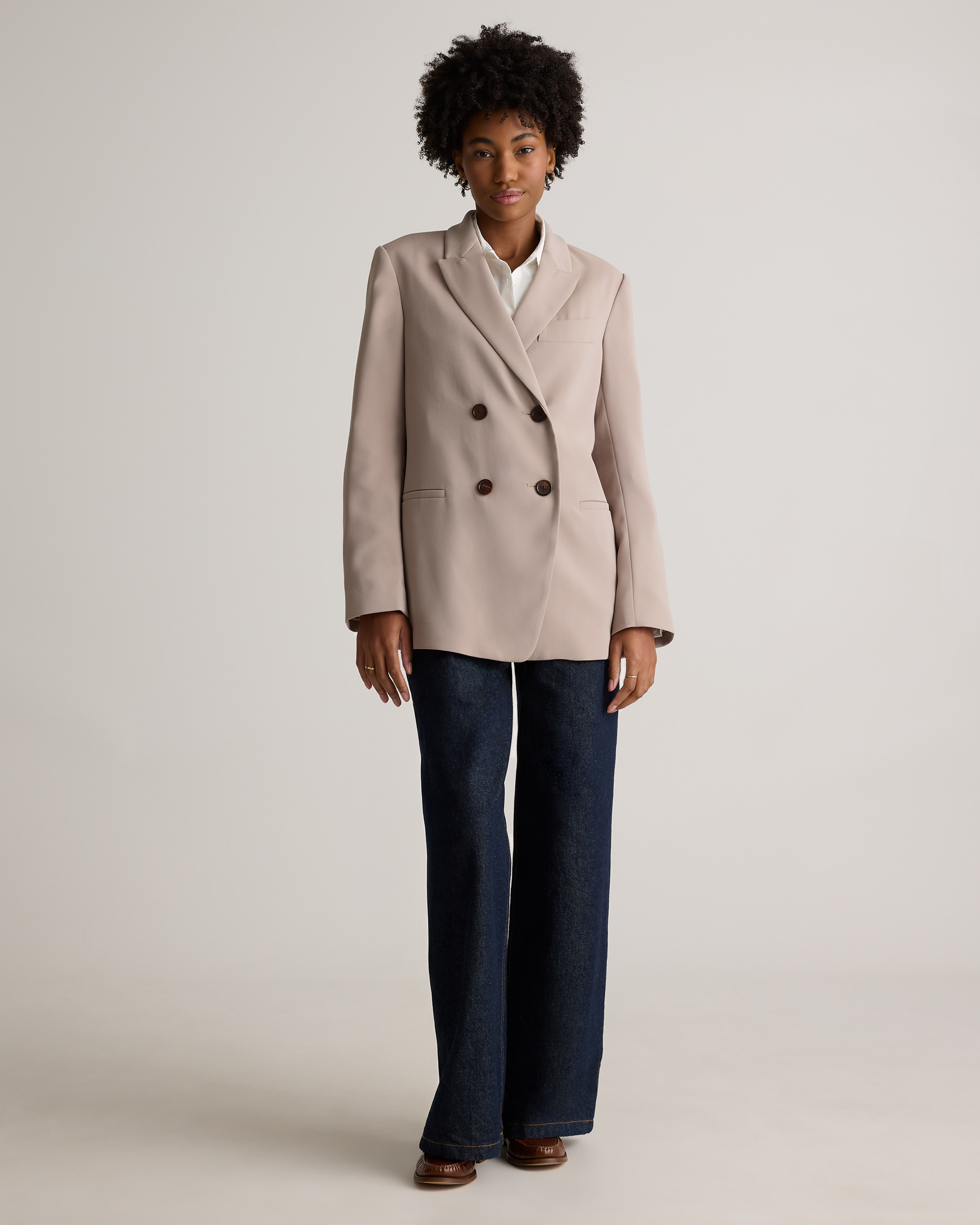 Stretch Crepe Relaxed Double-Breasted Blazer — Image 23