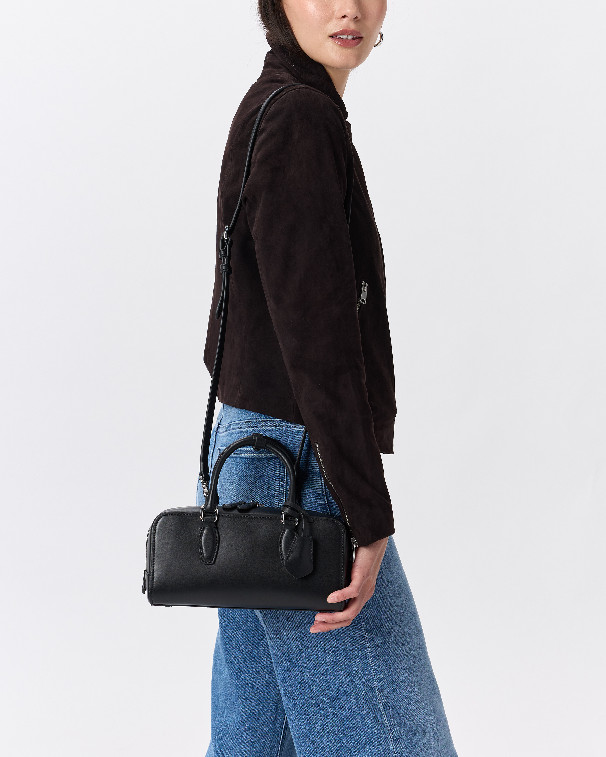 Italian Leather Mini Bowler Crossbody Satchel — Image 13