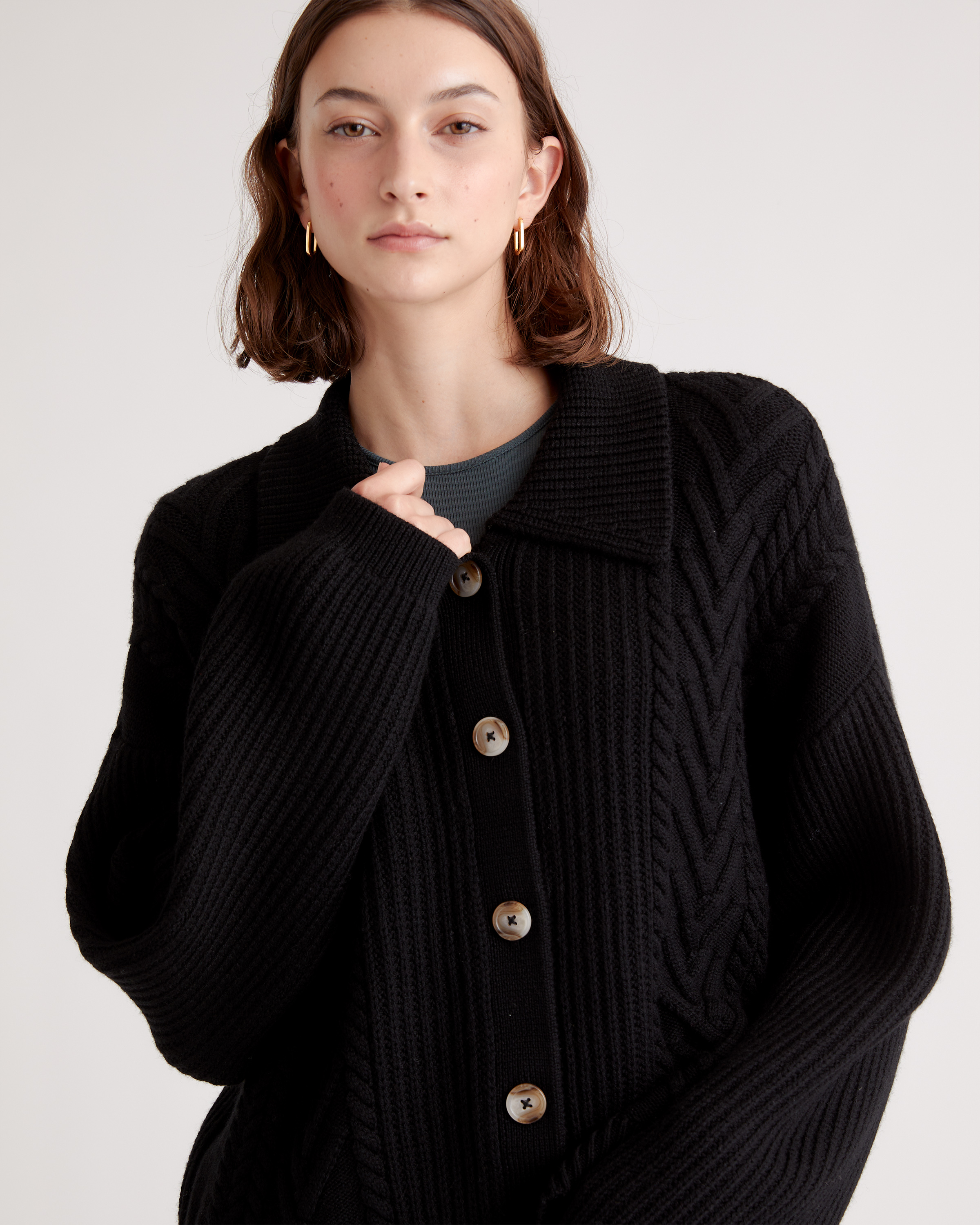 Australian Merino Wool Collared Cable Cardigan — Image 12