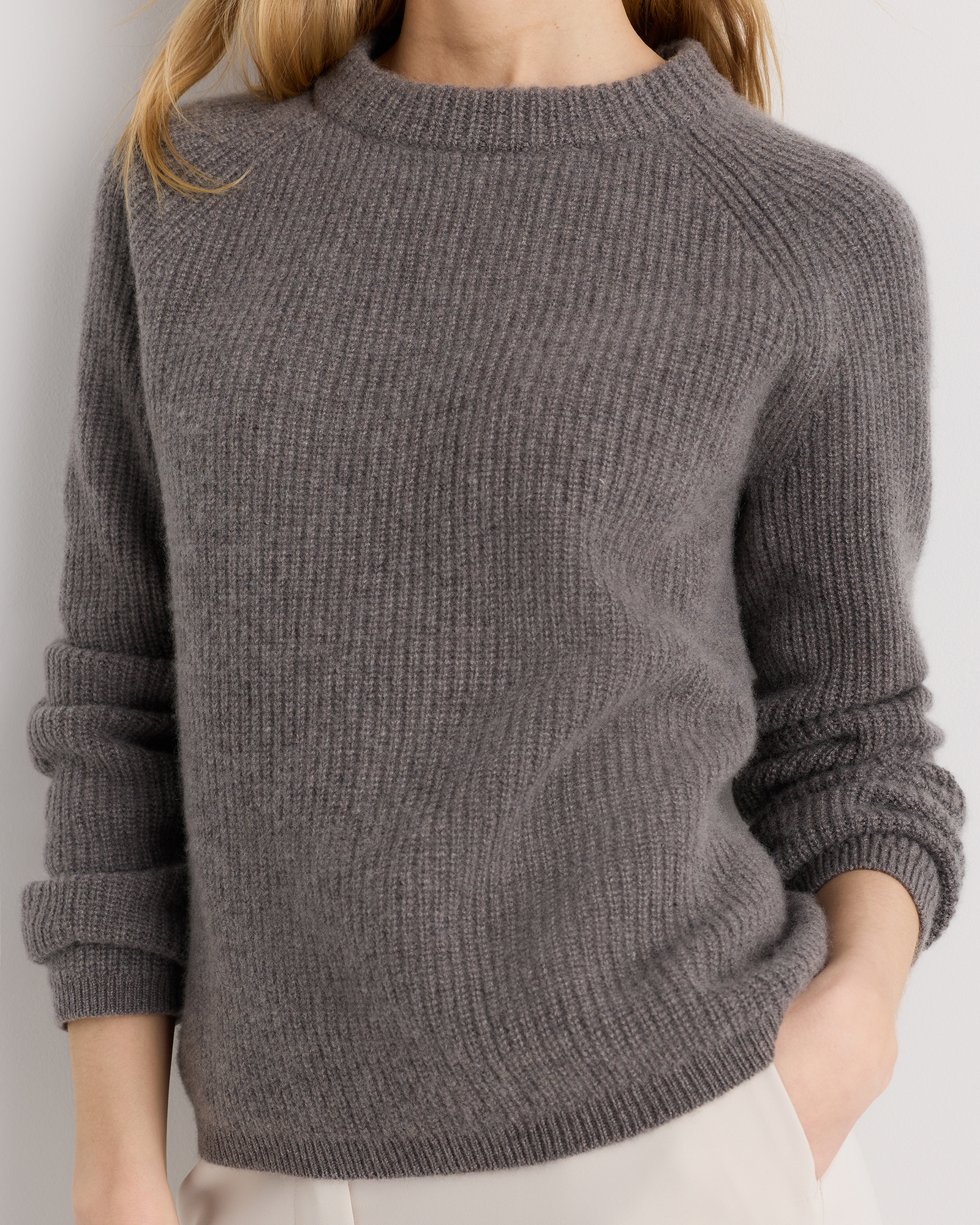 Mongolian Cashmere Fisherman Crewneck Sweater — Image 43