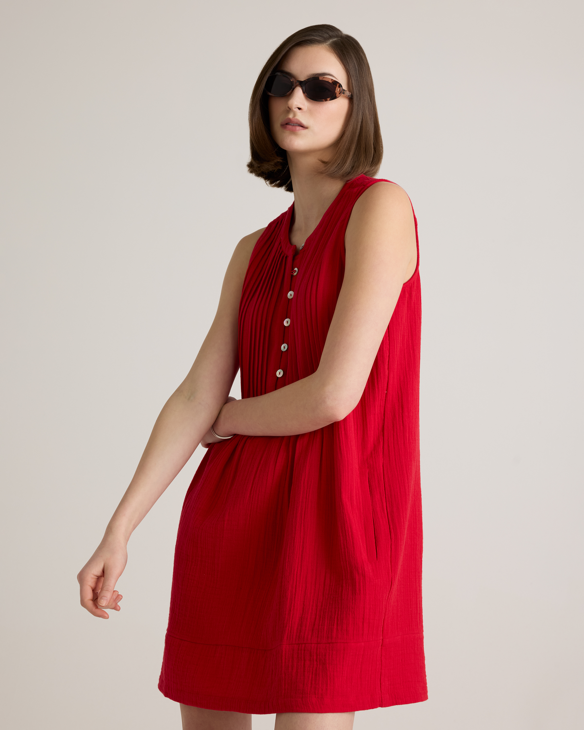 100% Organic Cotton Gauze Sleeveless Swing Dress — Image 12