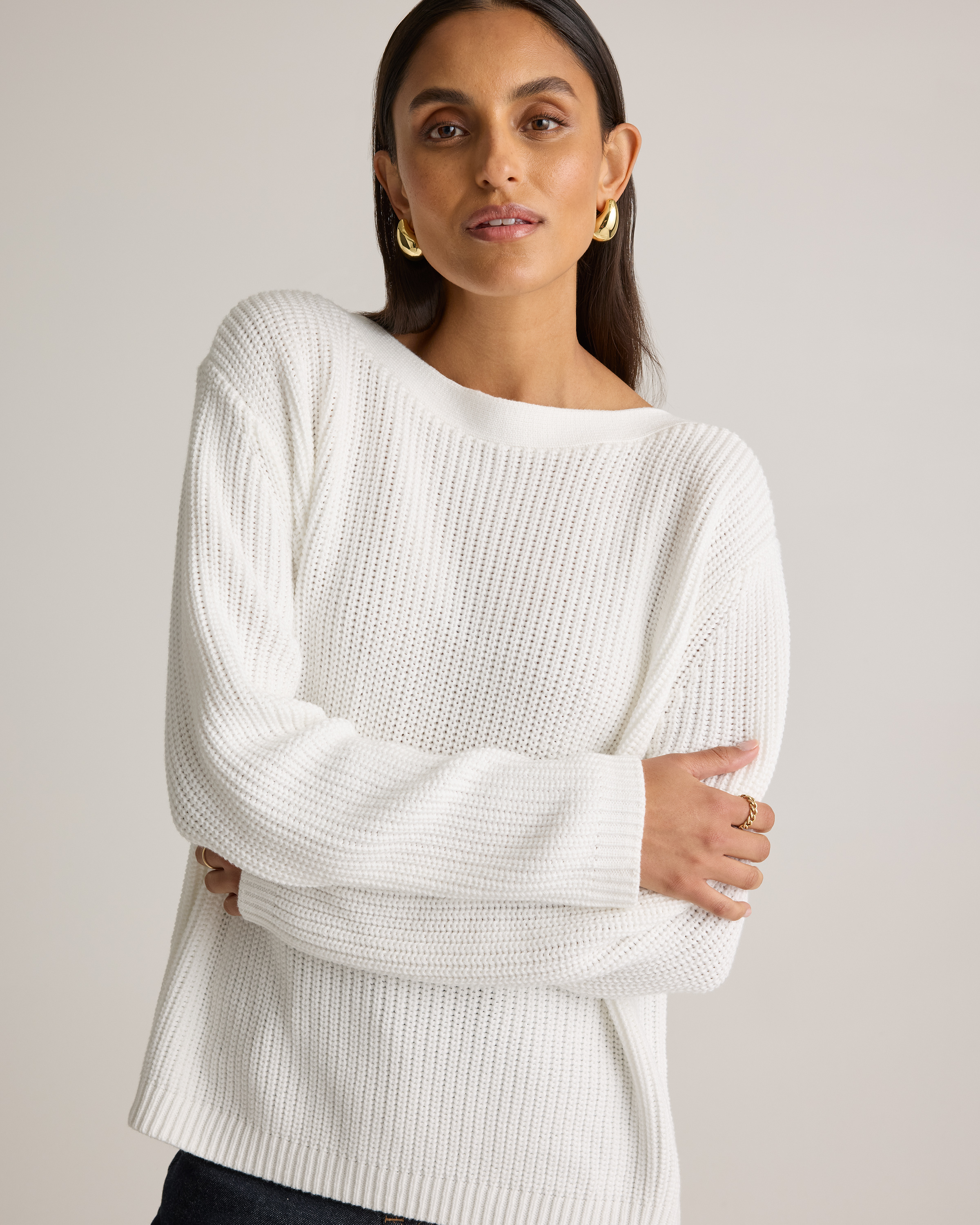 100% Organic Cotton Fisherman Boatneck Sweater — Image 14