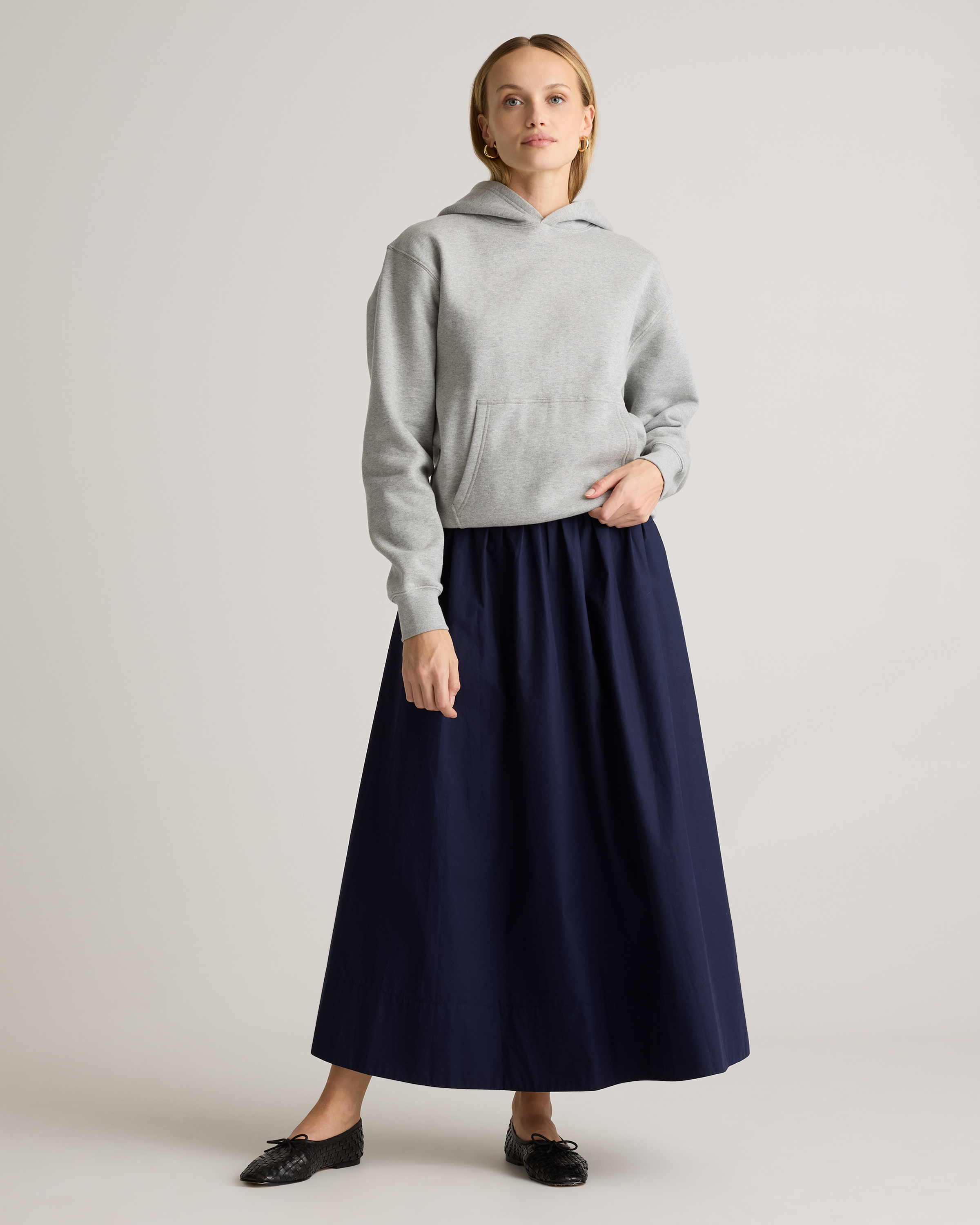 100% Organic Cotton Poplin A-line Maxi Skirt — Image 7