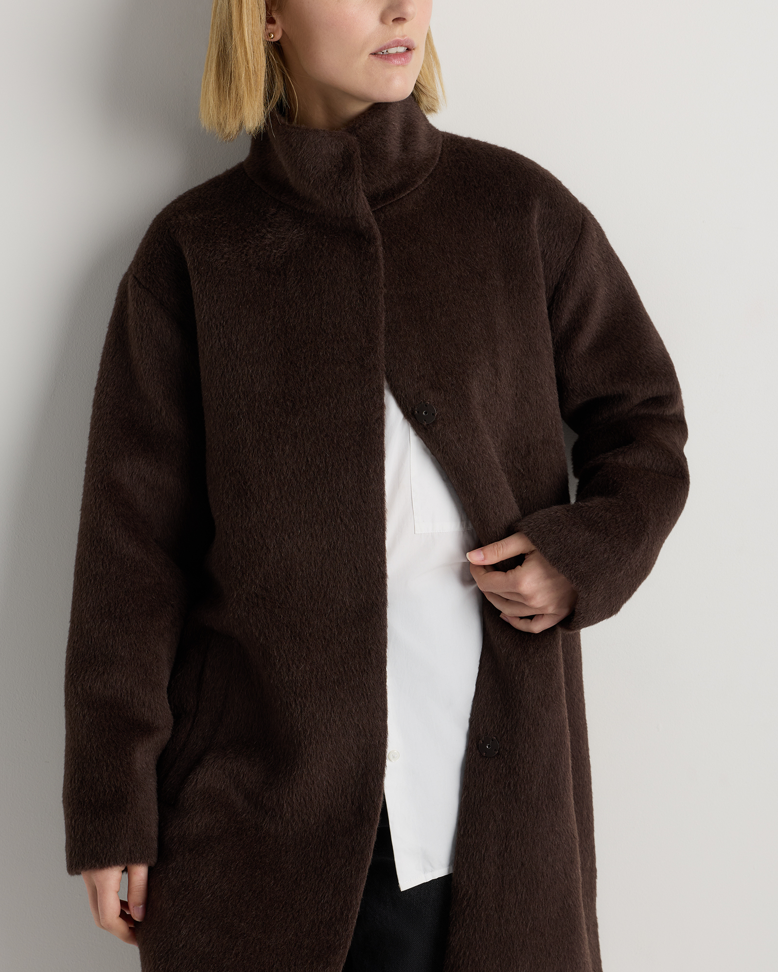 Alpaca-Wool Stand Collar Coat — Image 16