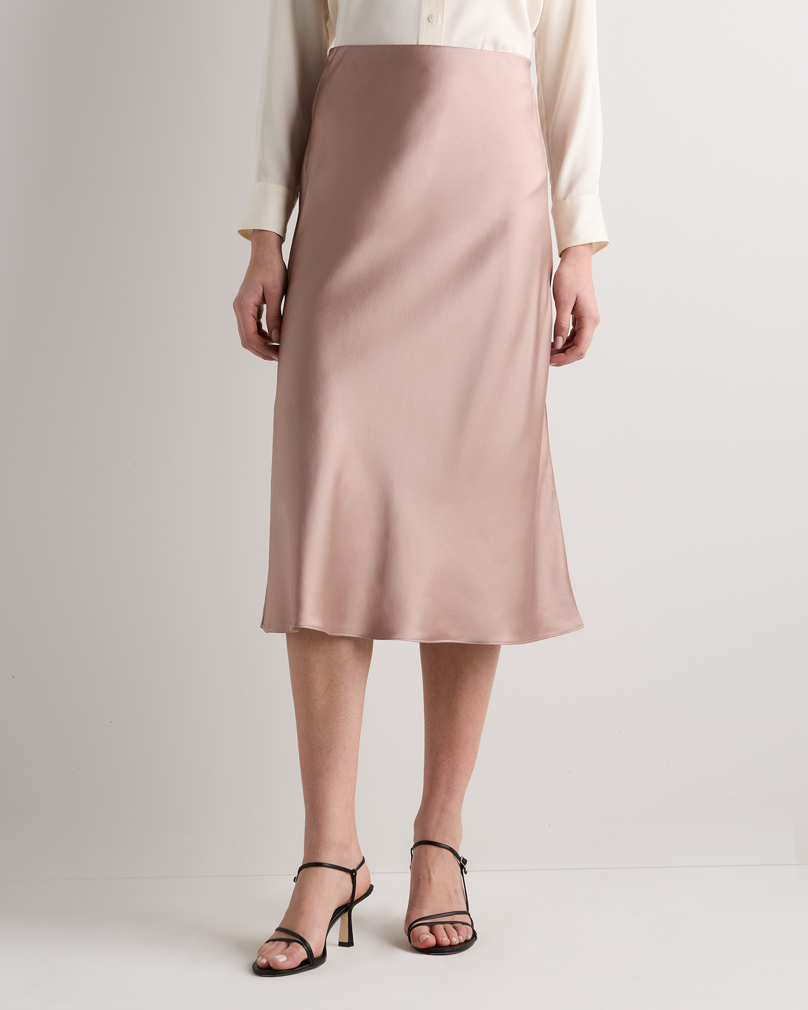 forest-green 100% Washable Silk Skirt — Image 83