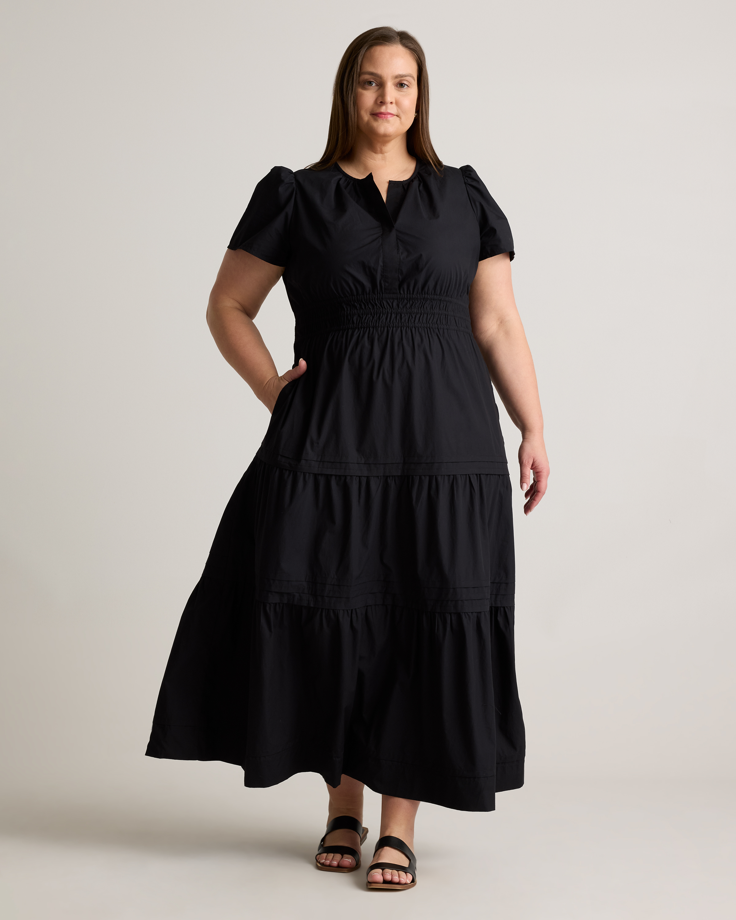 100% Organic Cotton Poplin Tiered Maxi Dress — Image 21