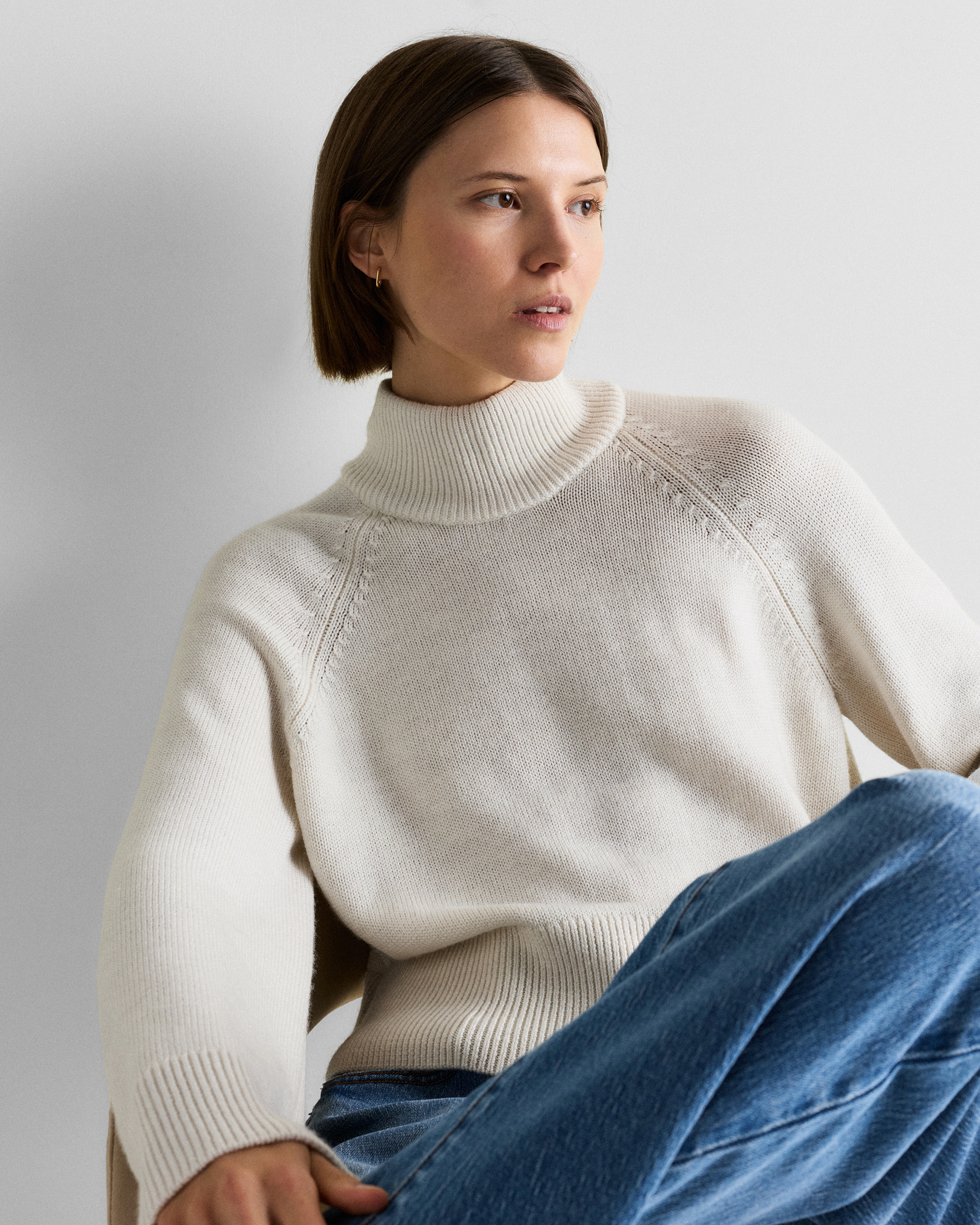 Australian Merino Wool Cropped Mock Neck Sweater — Image 4