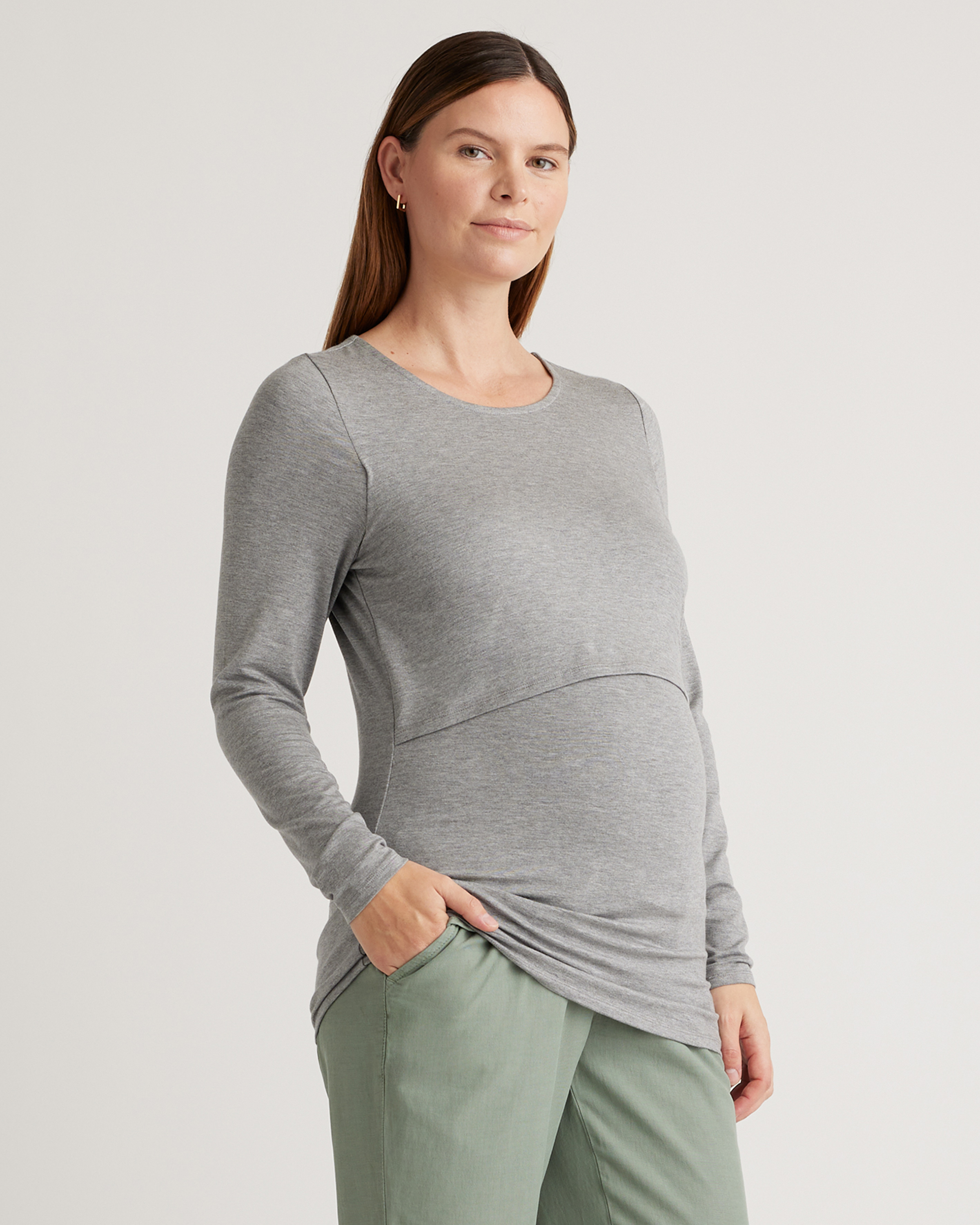 Tencel Jersey Maternity & Nursing Long Sleeve Relaxed Fit Tee 2-Pack — Image 6