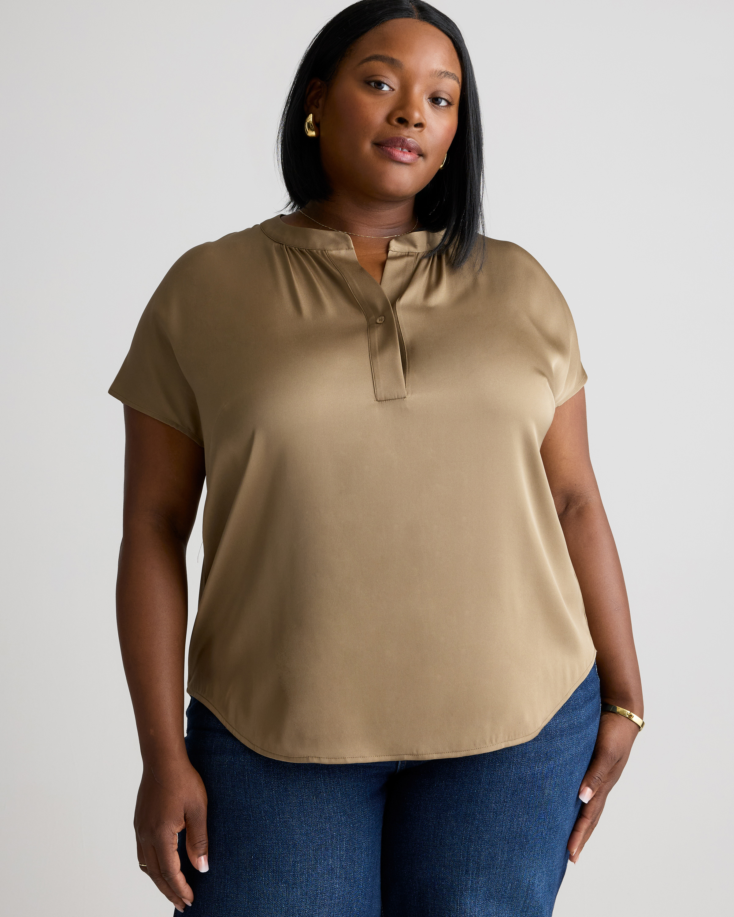 Washable Stretch Silk Dolman Sleeve Blouse — Image 4