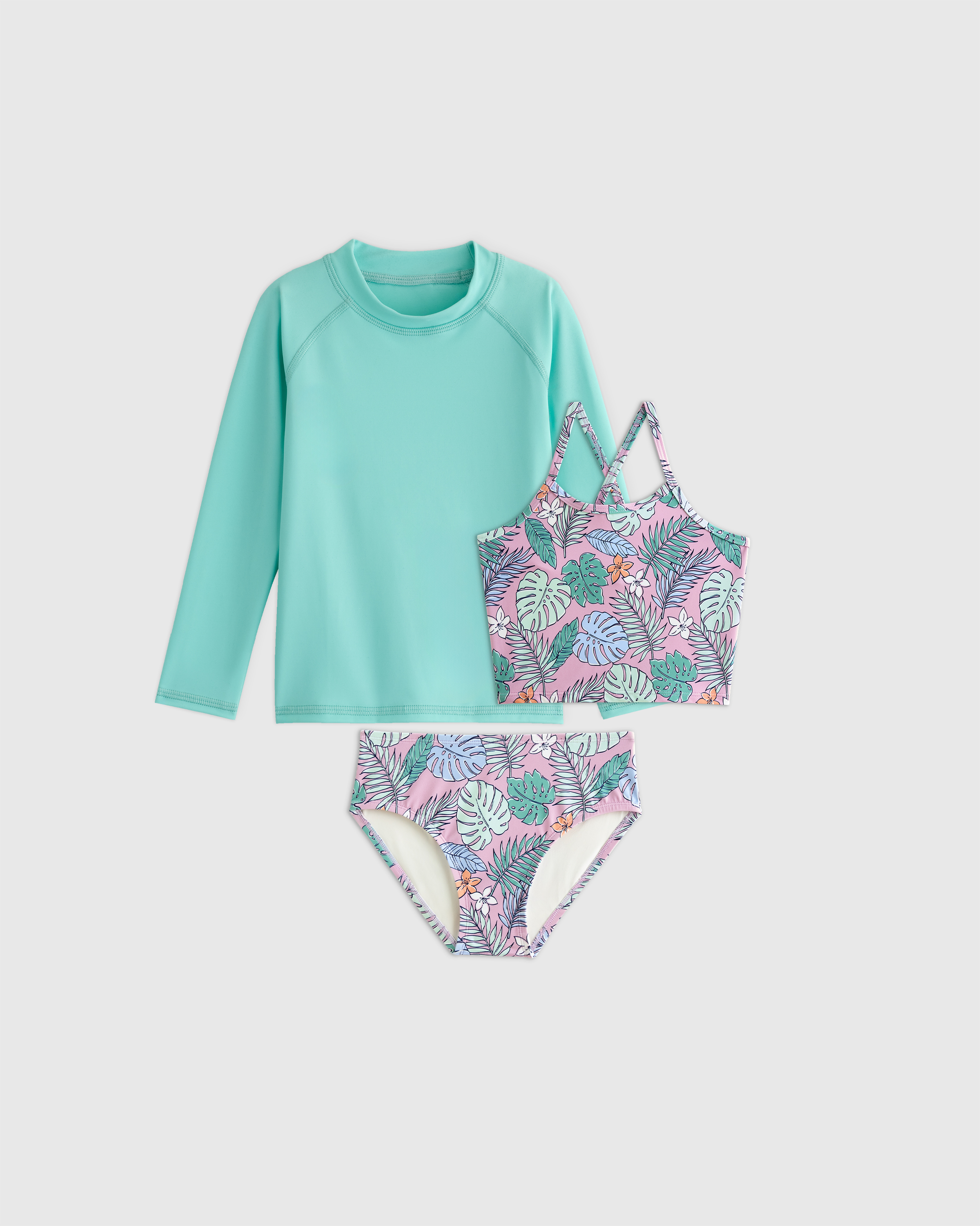 Tankini and Long Sleeve Raglan Rash Guard Set — Image 3