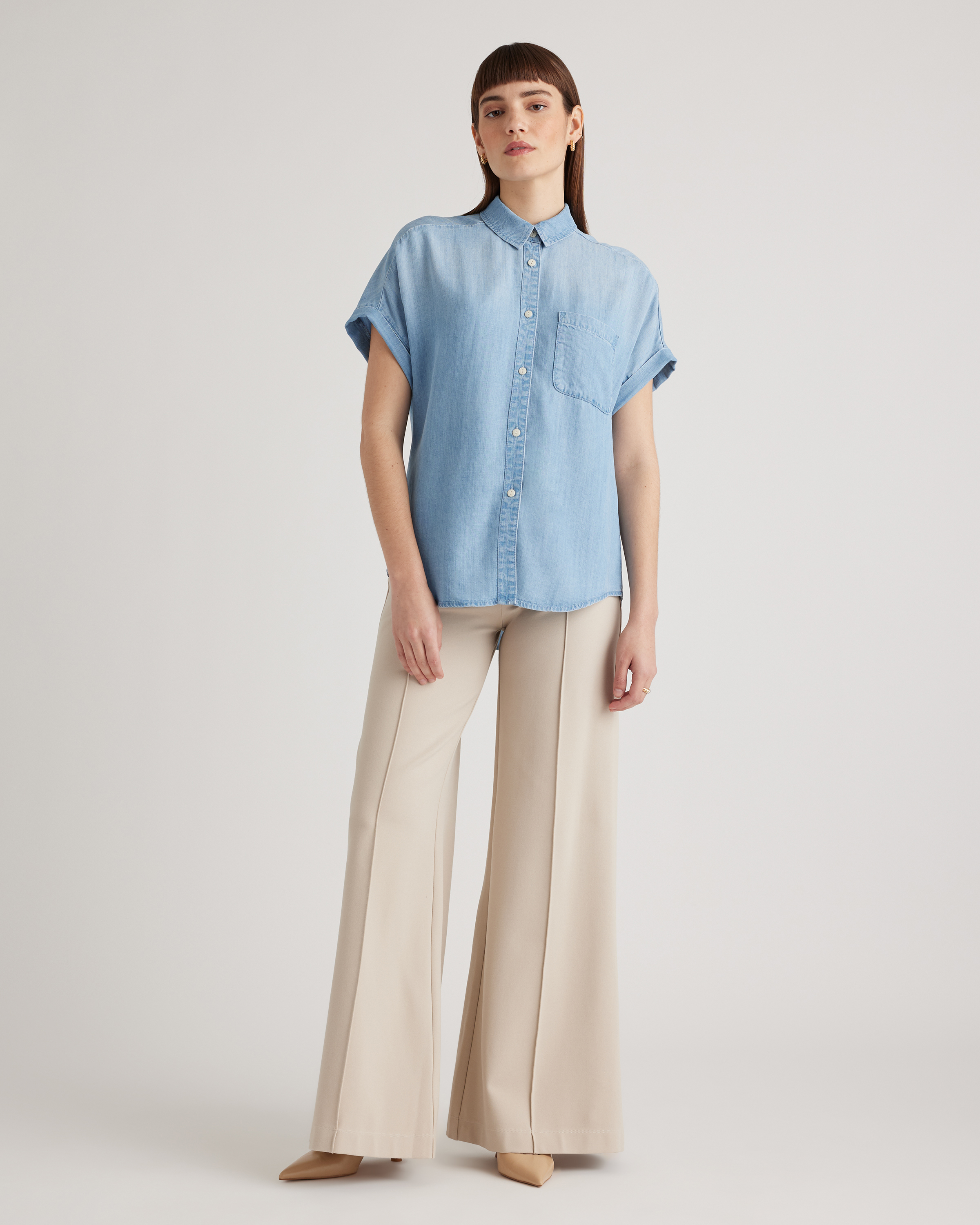 Chambray Tencel Short Sleeve Shirt — Image 4