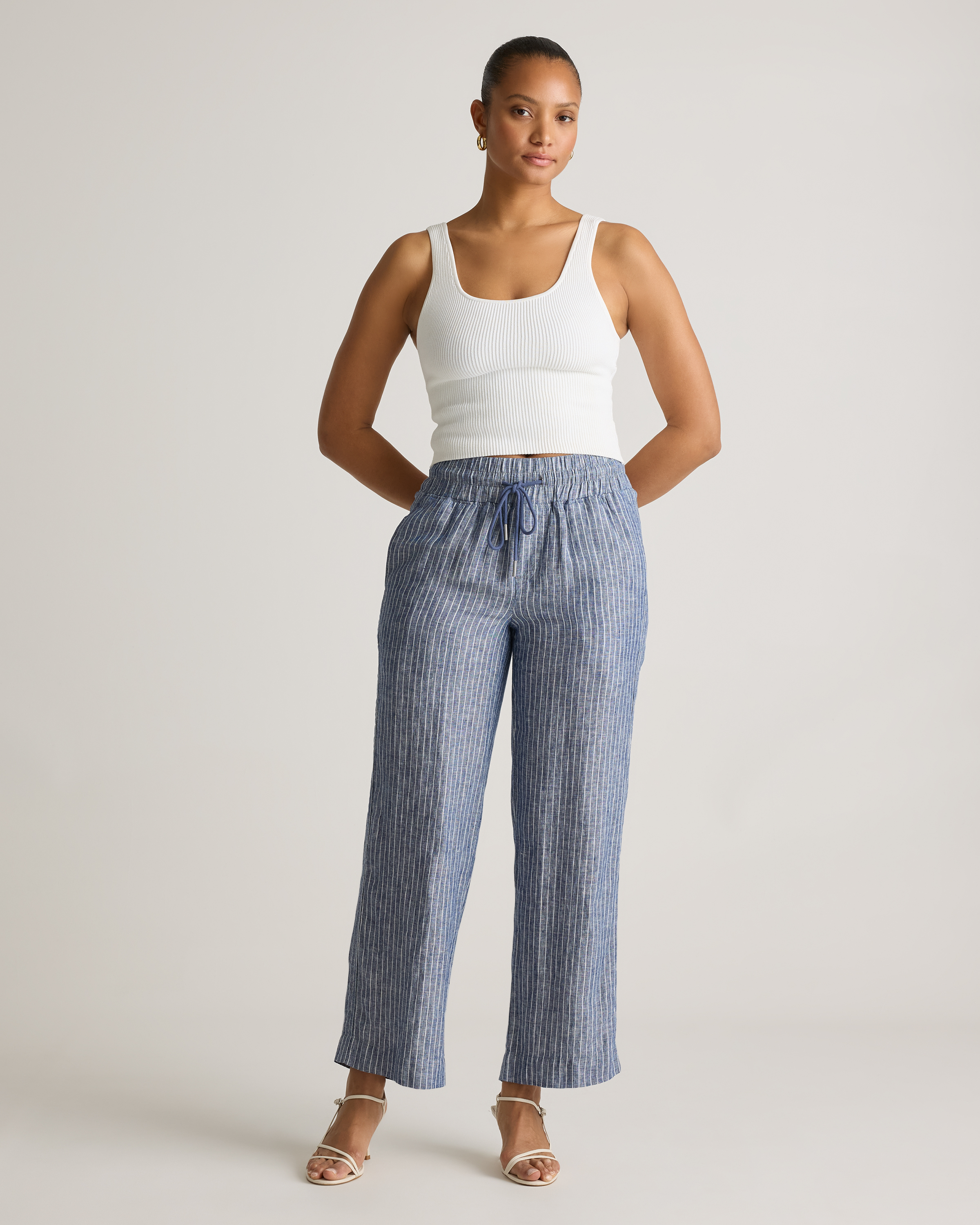 100% European Linen Wide Leg Pants — Image 38
